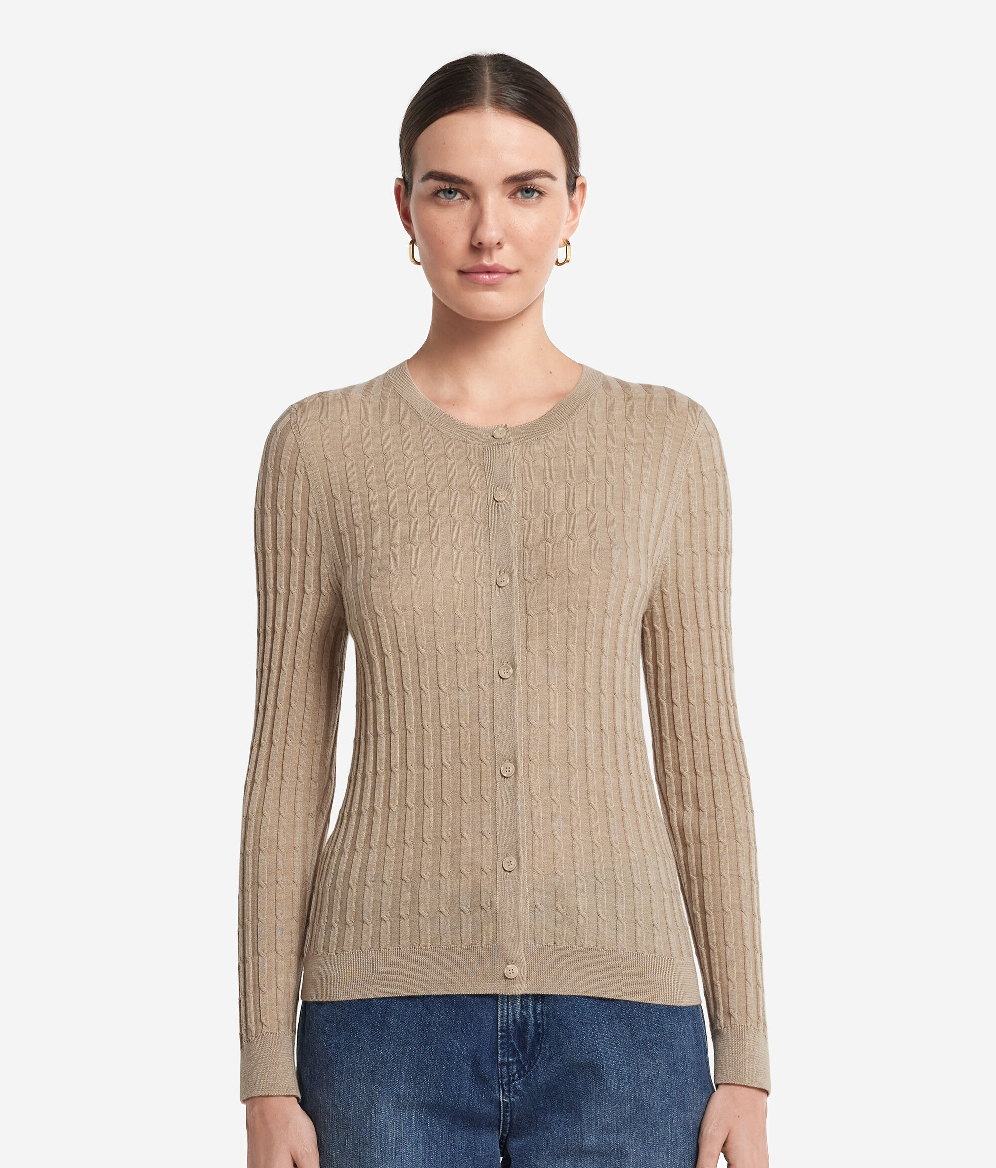 Cardigan torsadé en cachemire ultra-fin