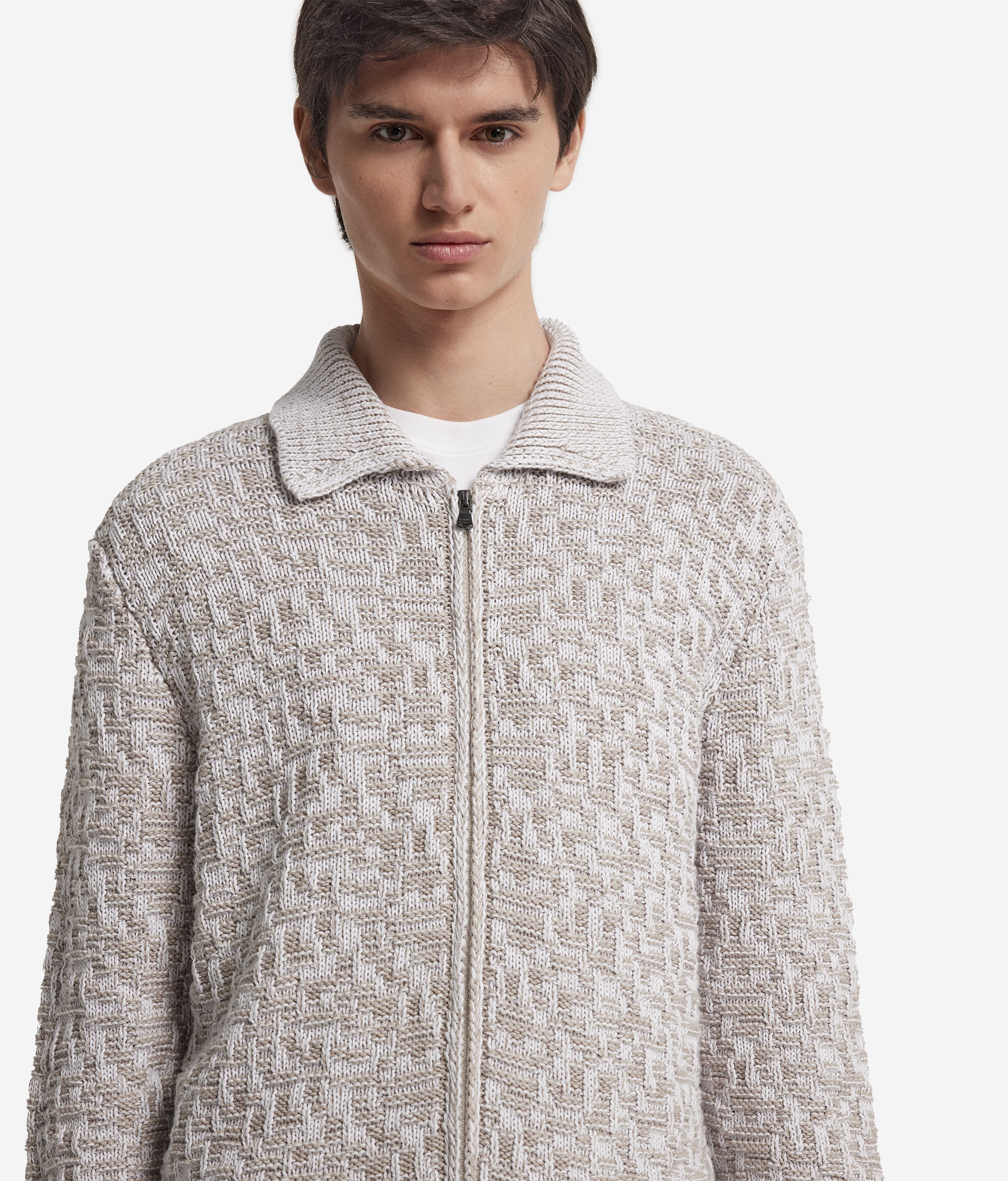 Jacke mit Reißverschluss und Zopfmuster