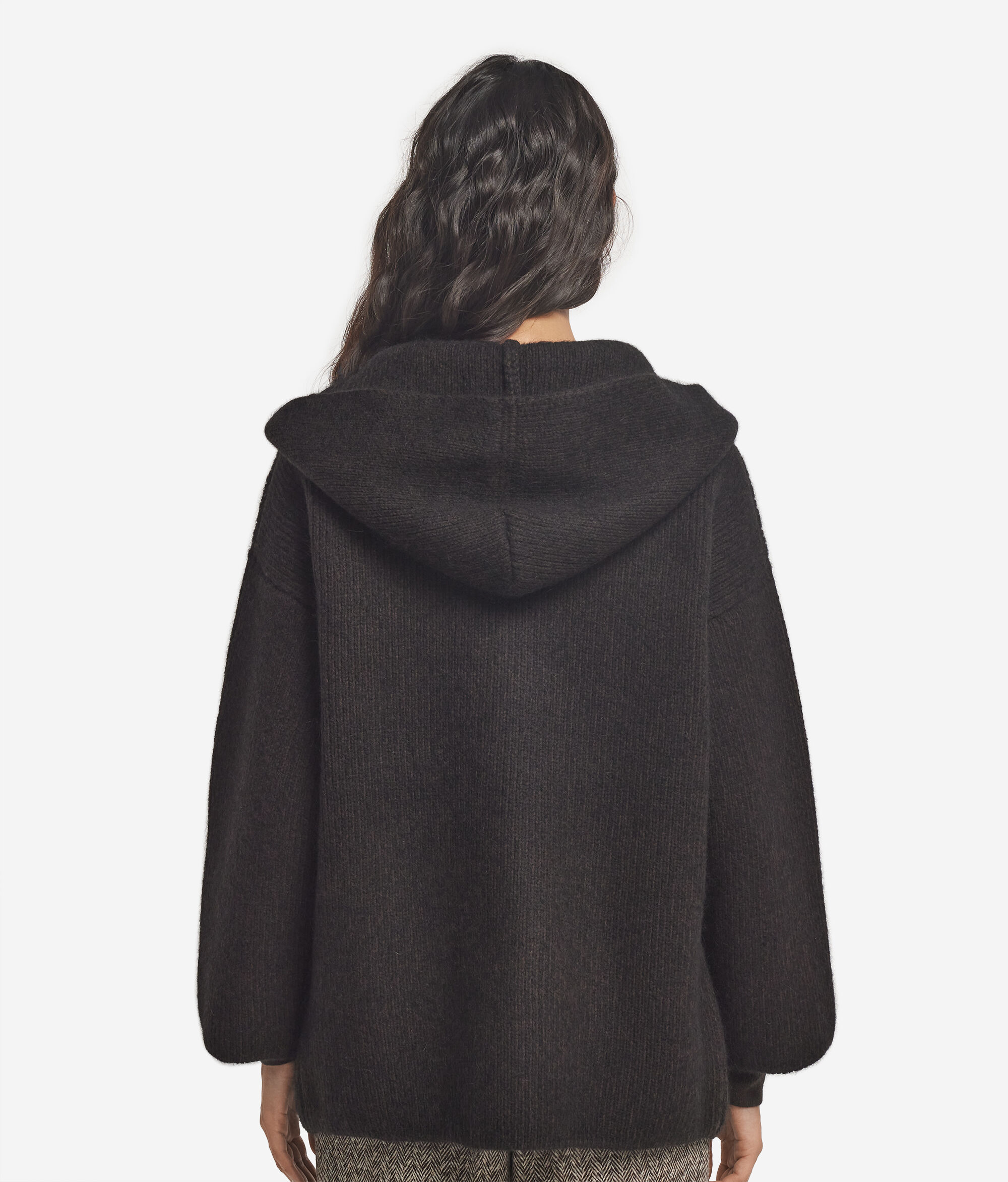 Alpaca wool hooded coat