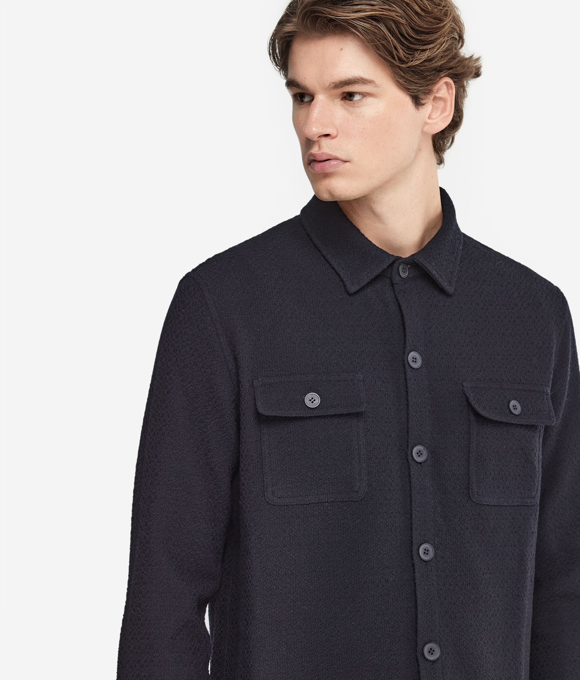 Wool Jersey Embossed Shirt Jacket