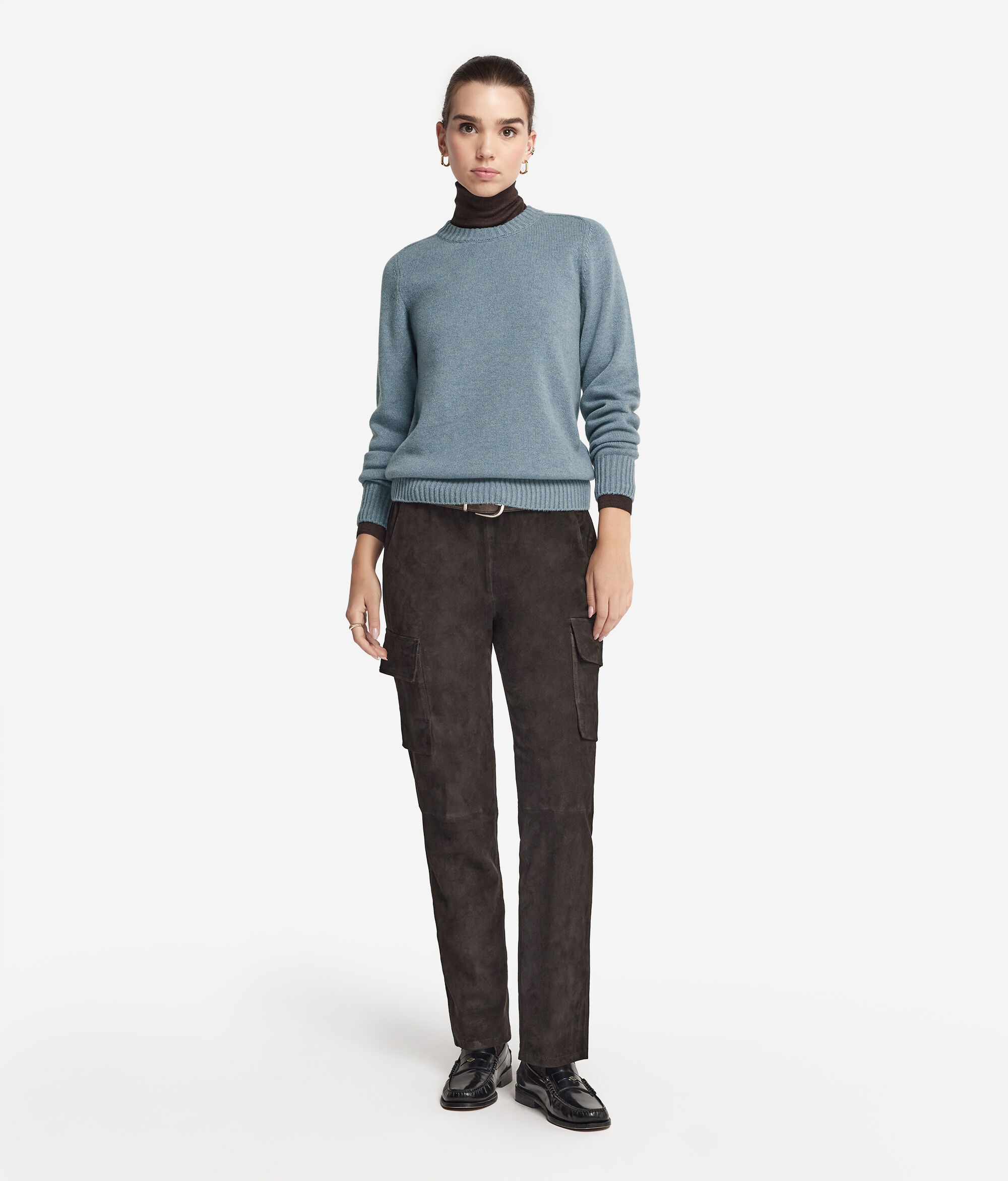 Pull à col rond et emmanchures marteau en cachemire ultra-doux