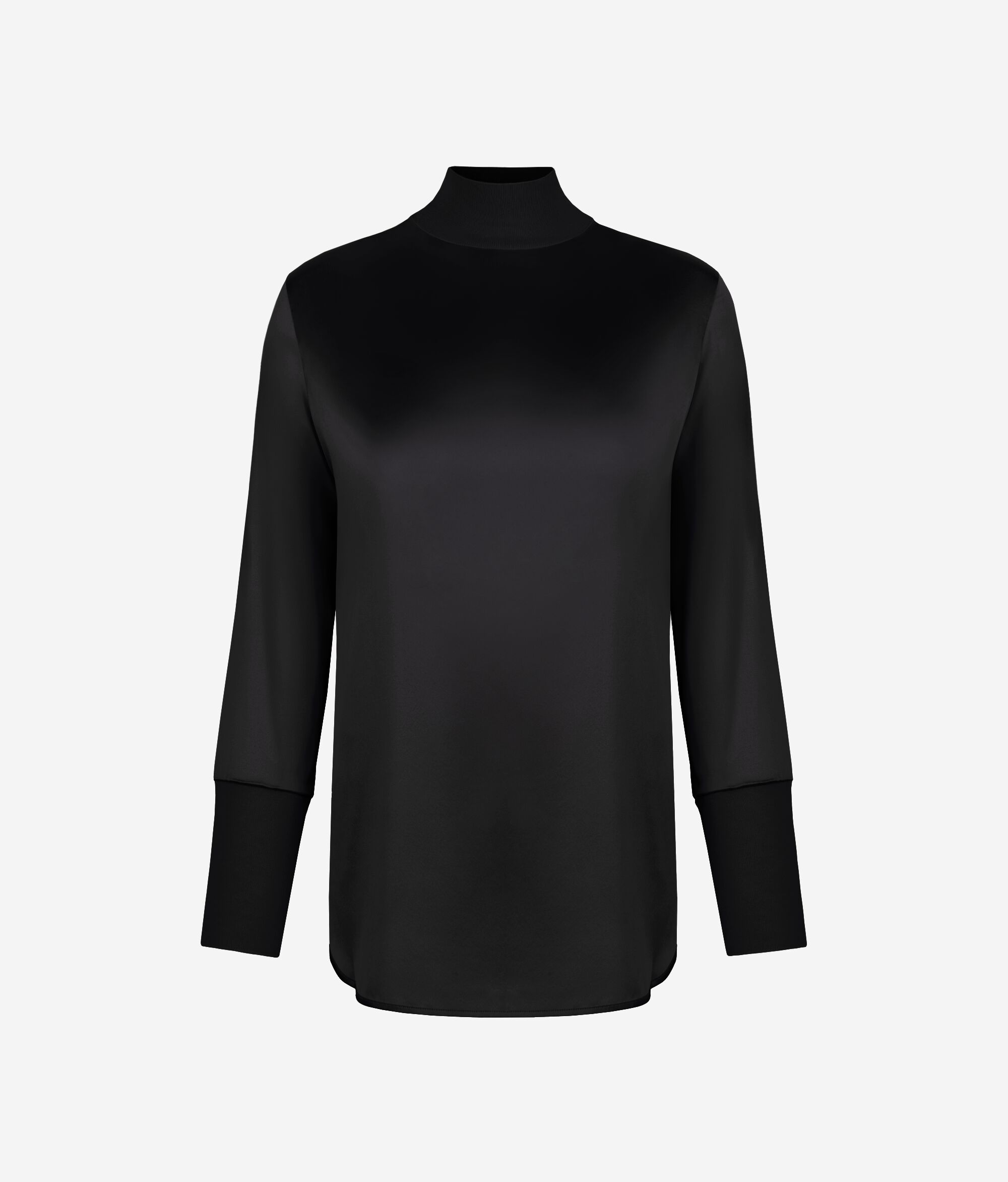 Блуза из атласного шелка с высоким воротником