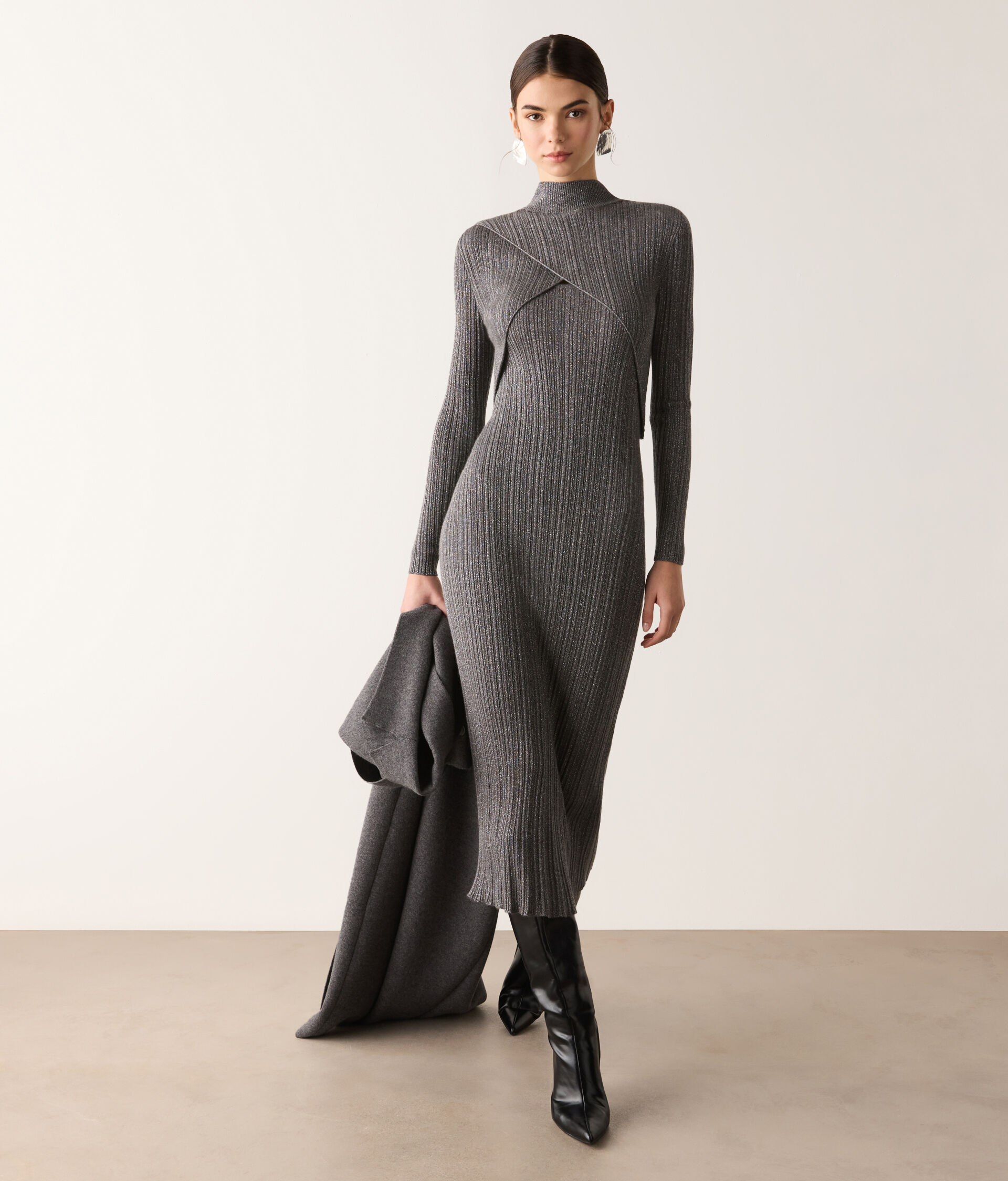 Cashmere lamé crossover sweater