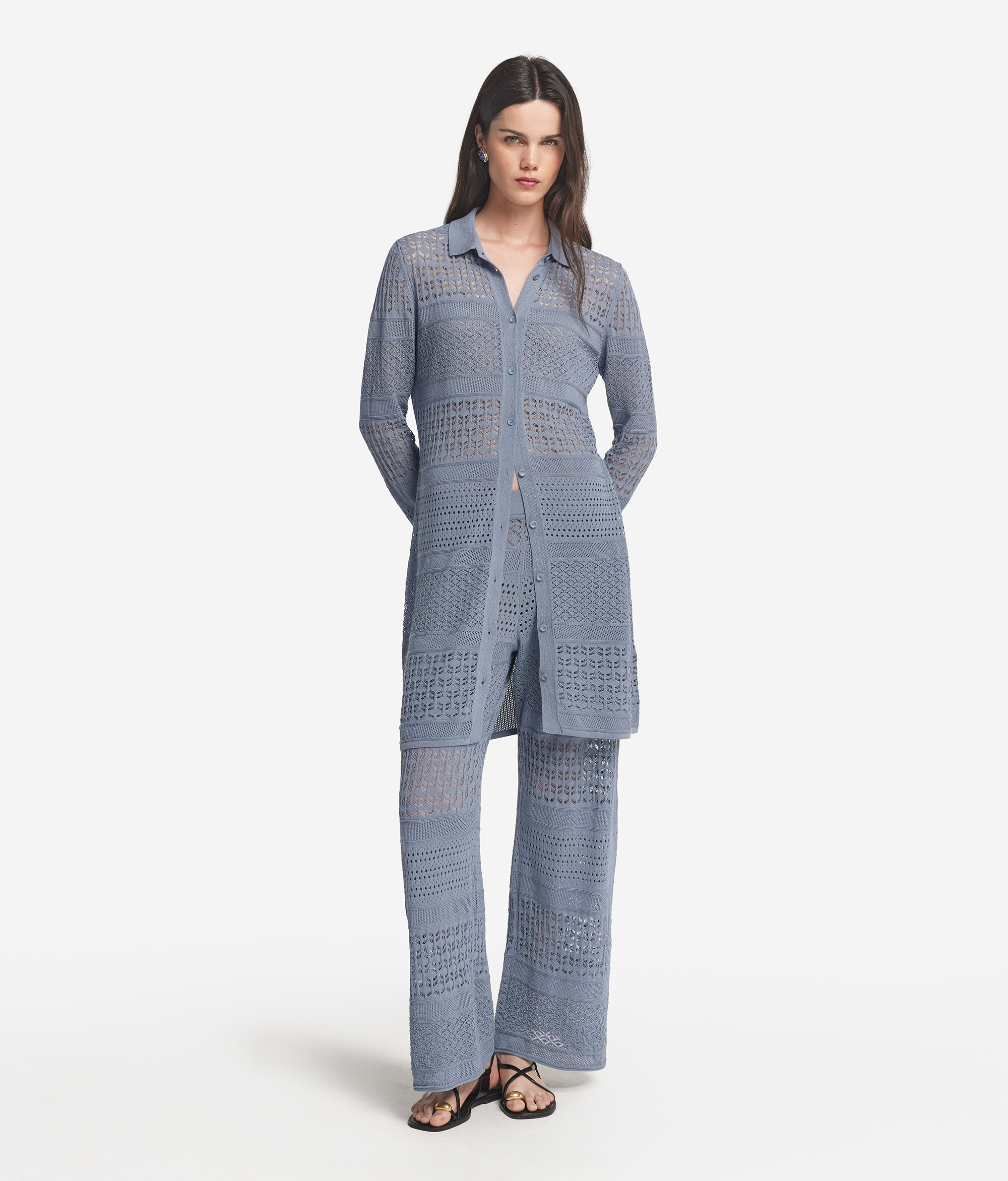 Crochet Cotton Shirt Dress
