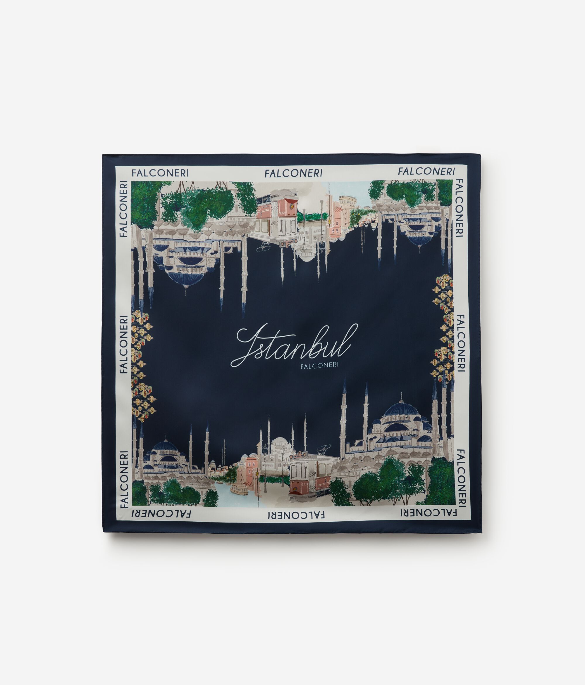 Foulard en soie à motif ville