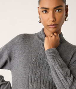 Dolcevita a coste intrecciate in Cashmere Ultrasoft - GREY