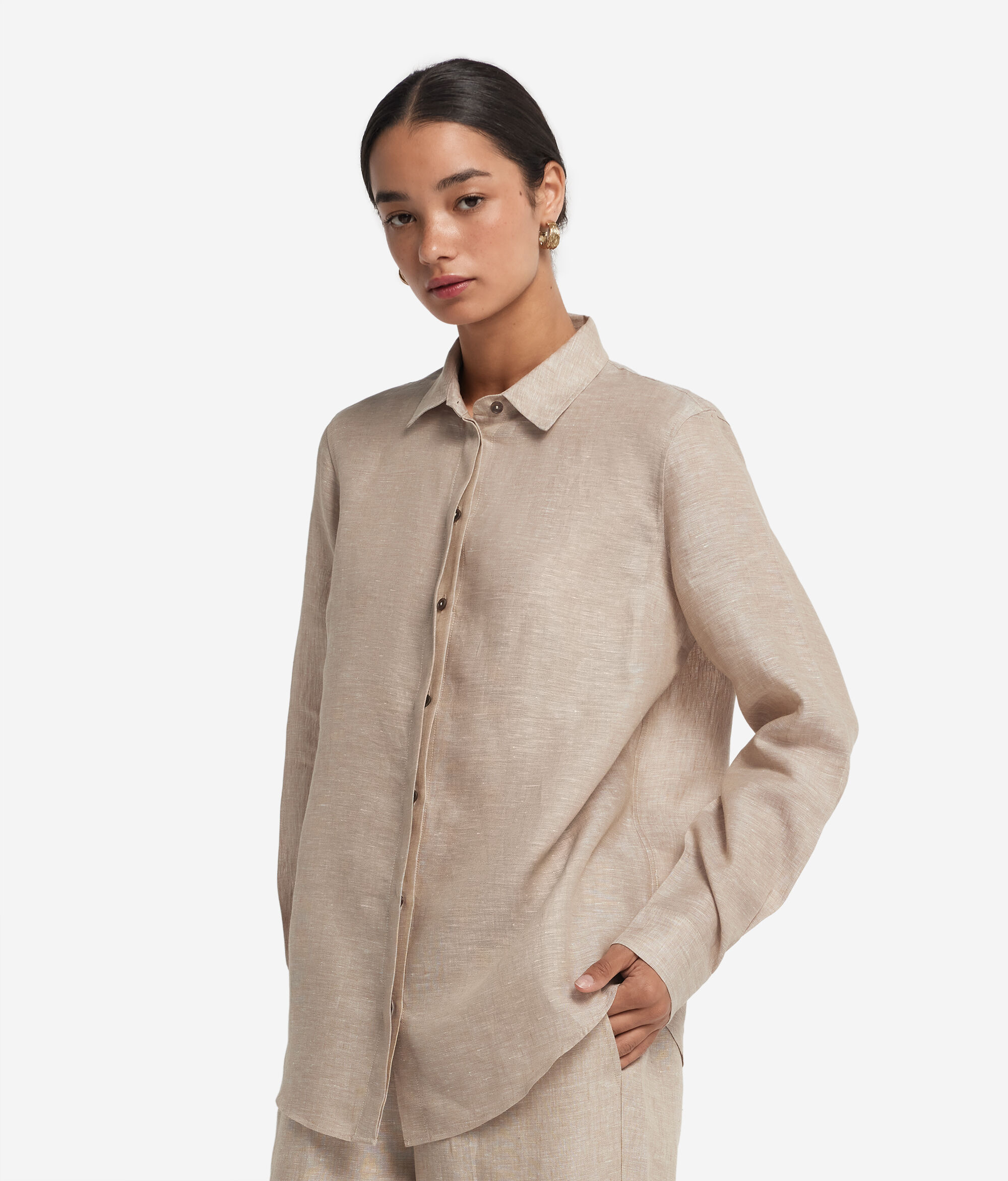 Long-Sleeved Linen Shirt
