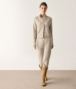 Golfino coste intrecciate in Cashmere Ultrasoft - NUDE