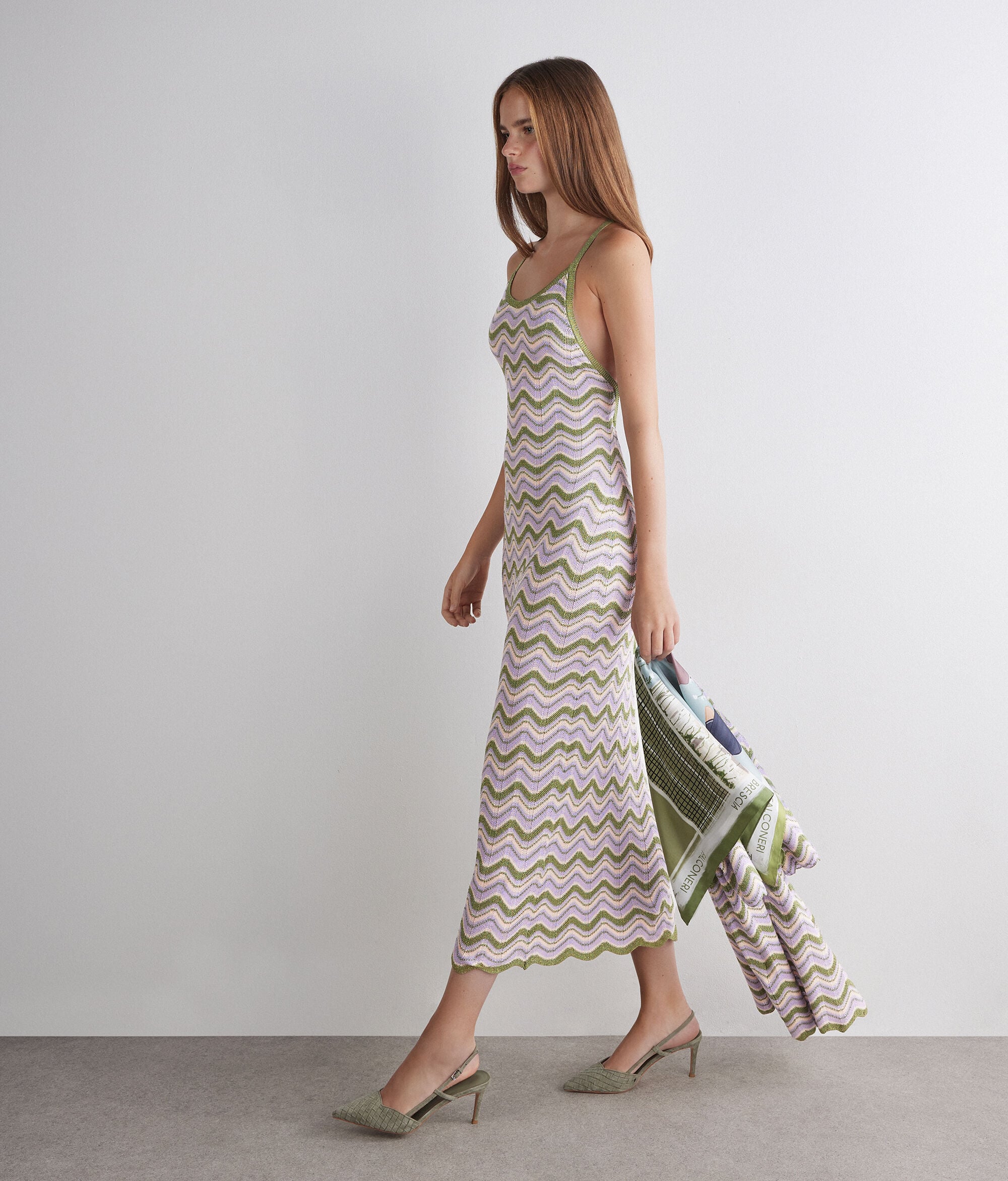 Chevron lamé dress