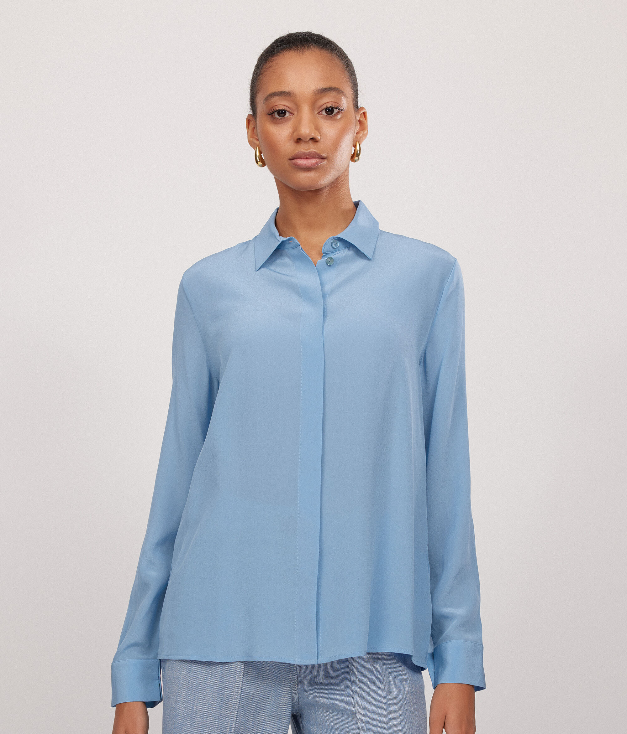 Silk Blouse with Small Collar
