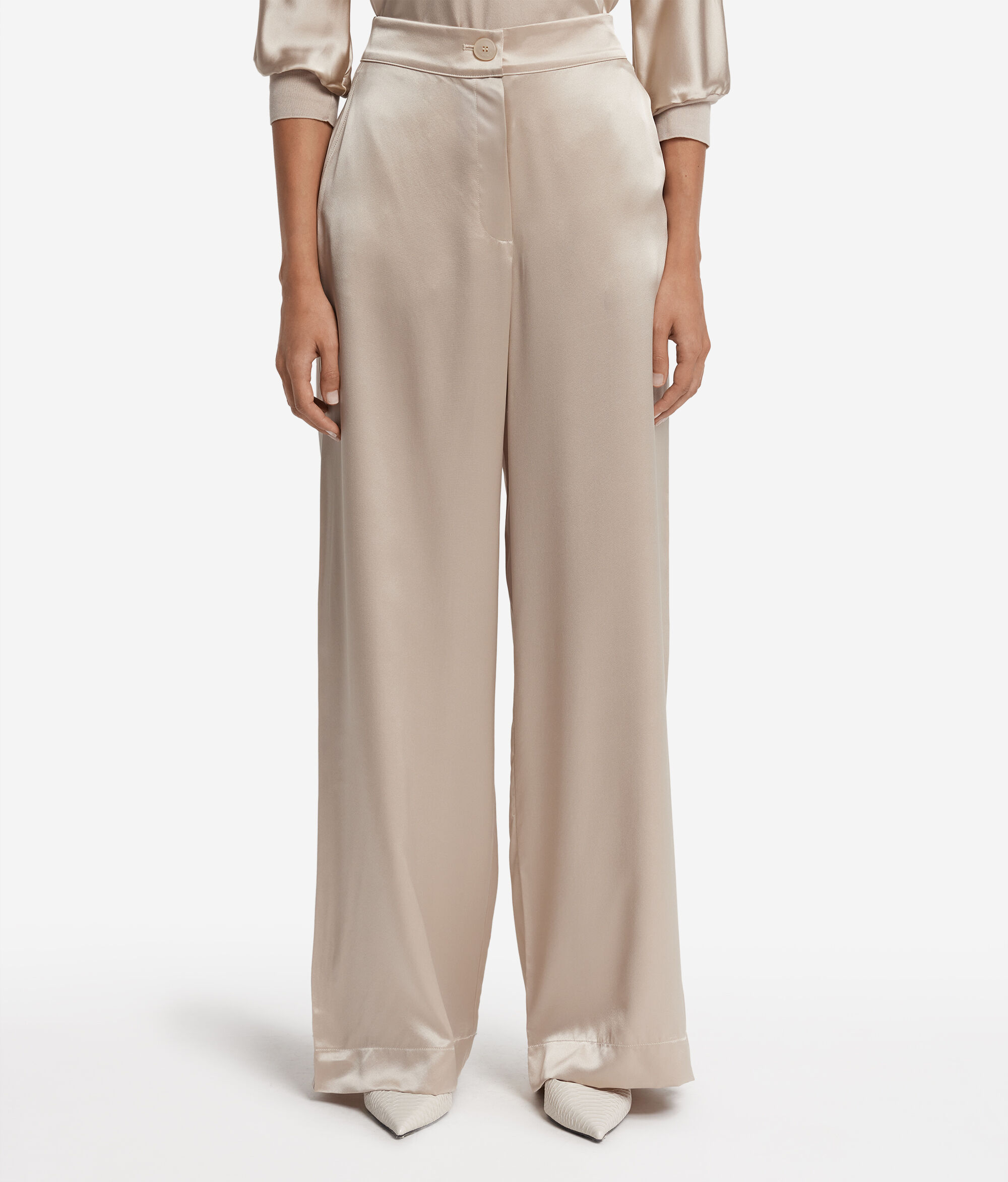 Pantalon large en satin de soie