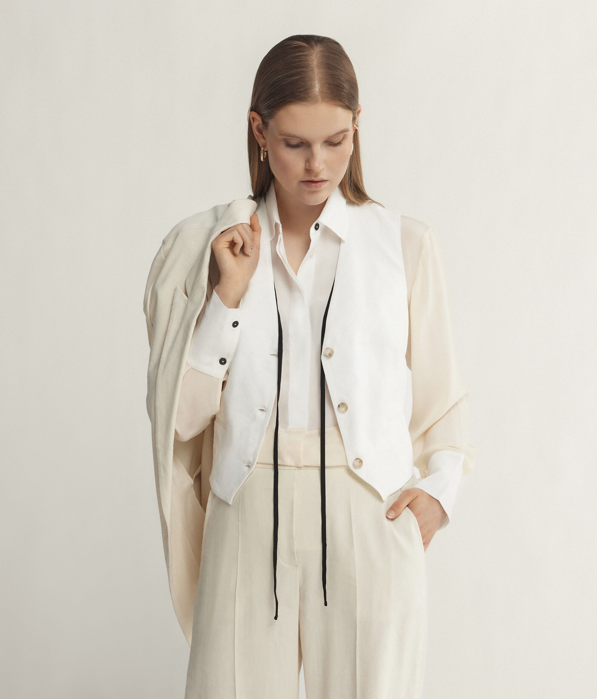 Gilet sans manches en lin et viscose