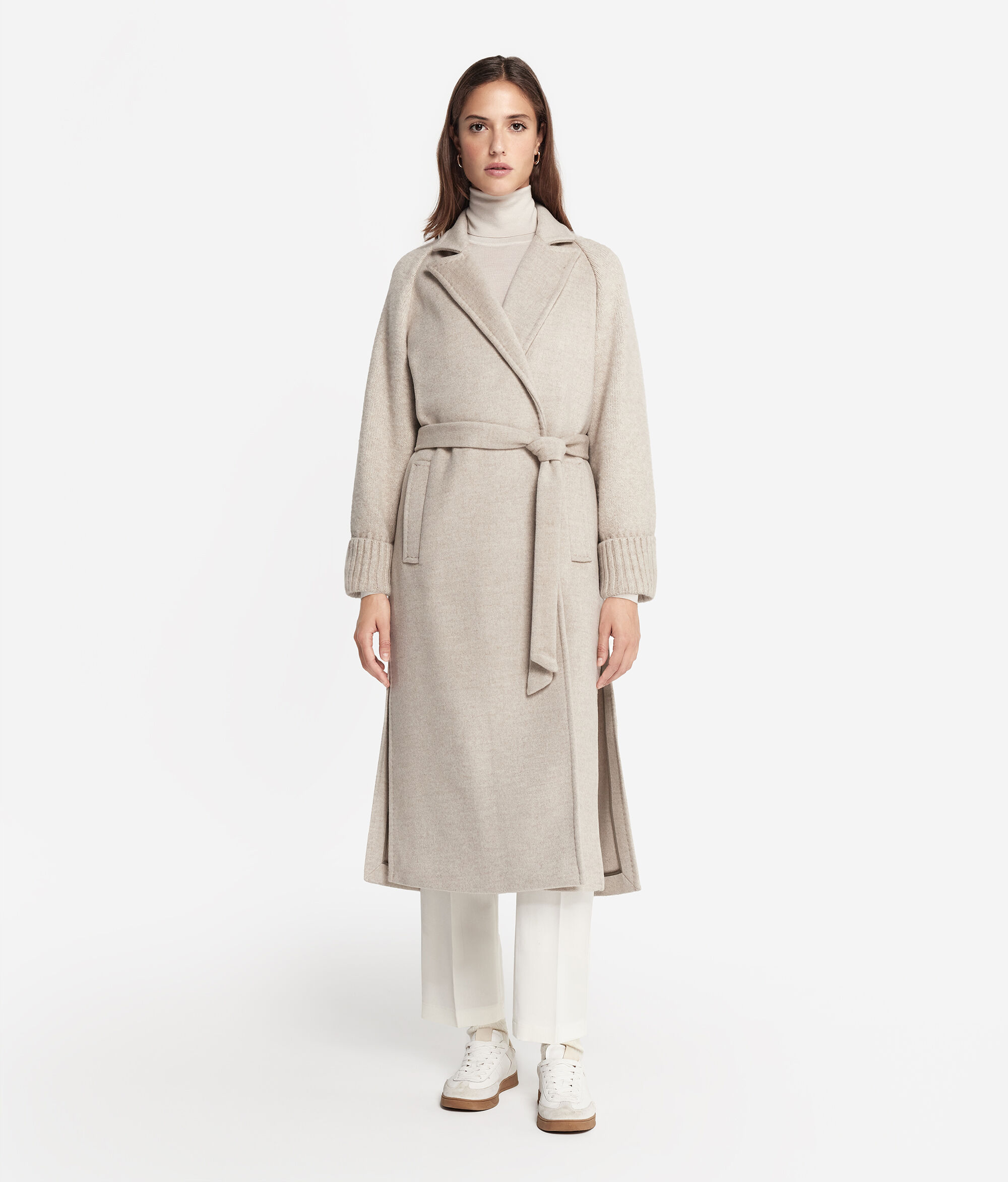 Cashmere Coat with Jersey Sleeves