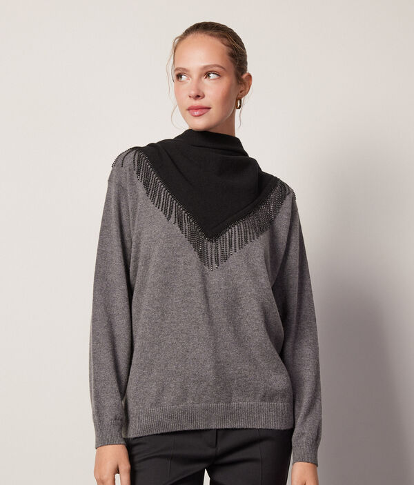 Шарф-бандана из ультрамягкого кашемира со стразами