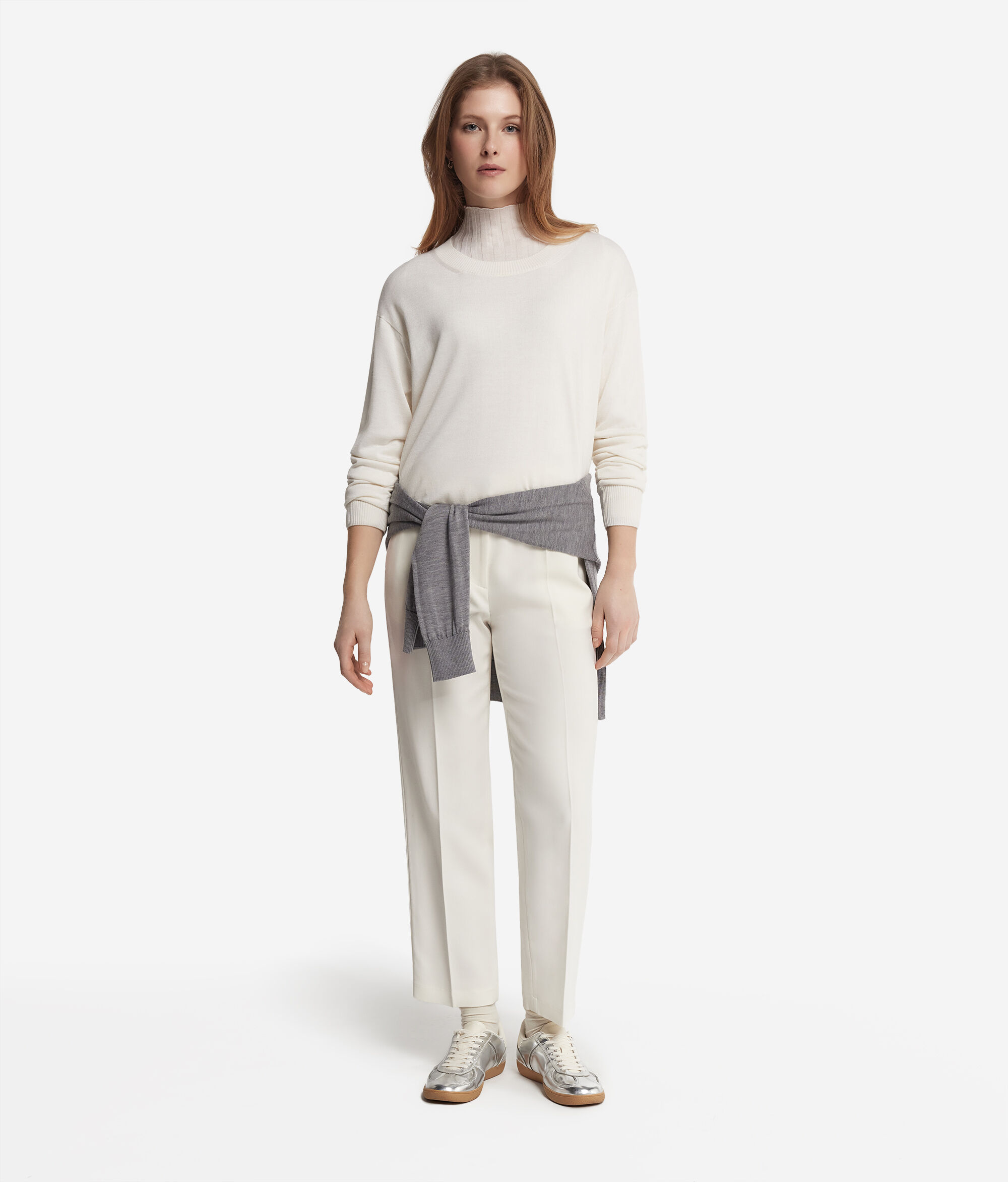 Cashmere Crew Neck Sweater with Slits