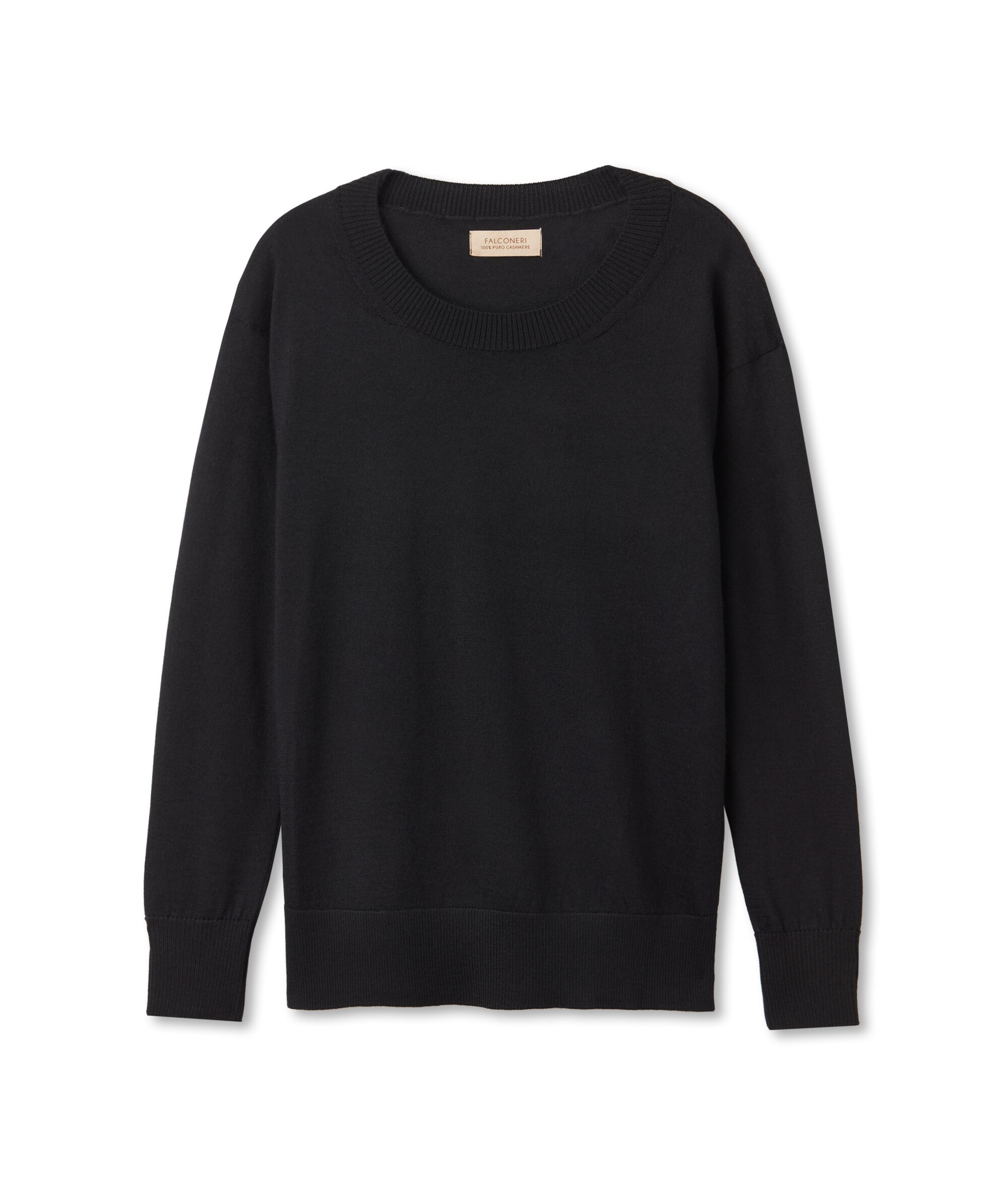 Round-Neck Cashmere Jumper with Slits