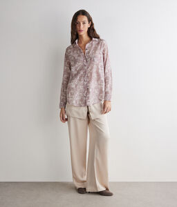 Camicia stampata in cotone e seta - PINK