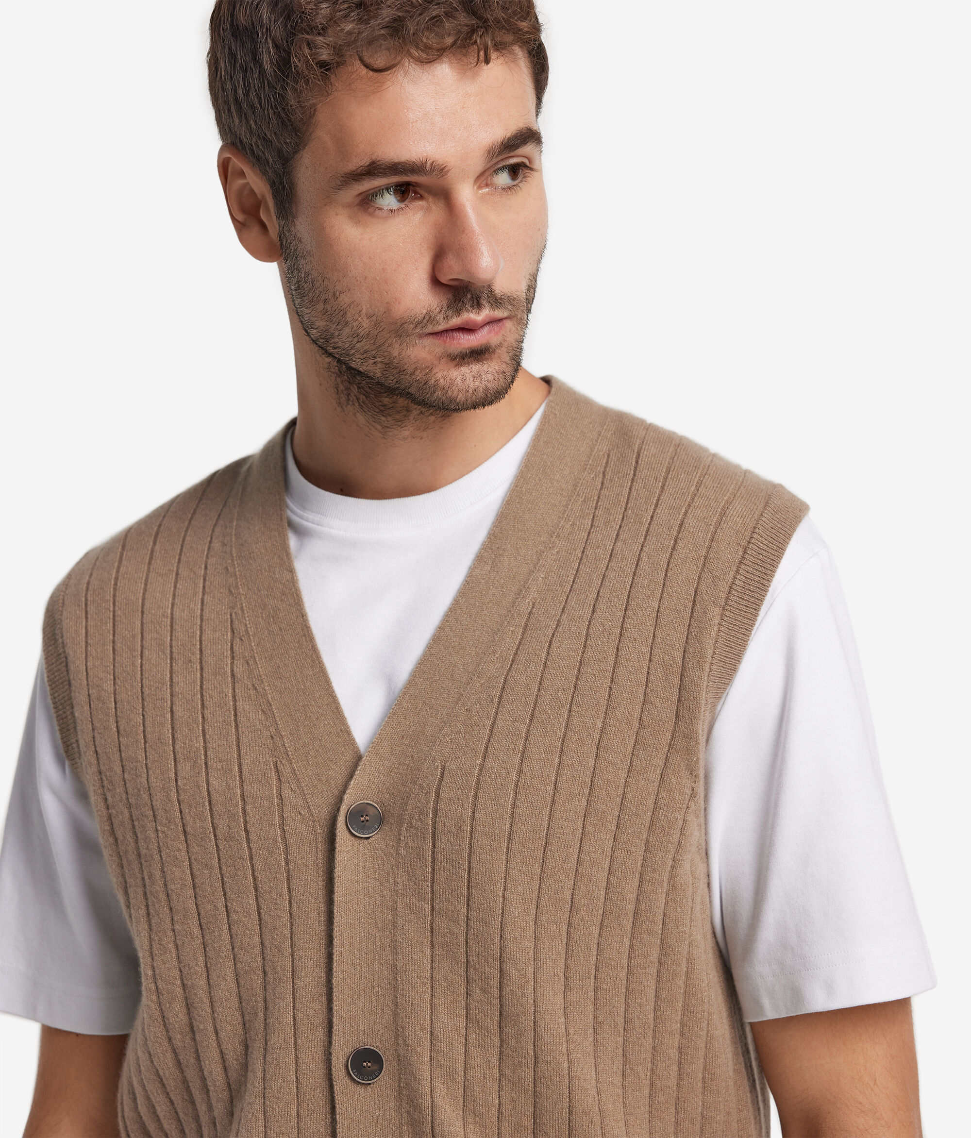 Ribbed Ultrasoft Cashmere waistcoat