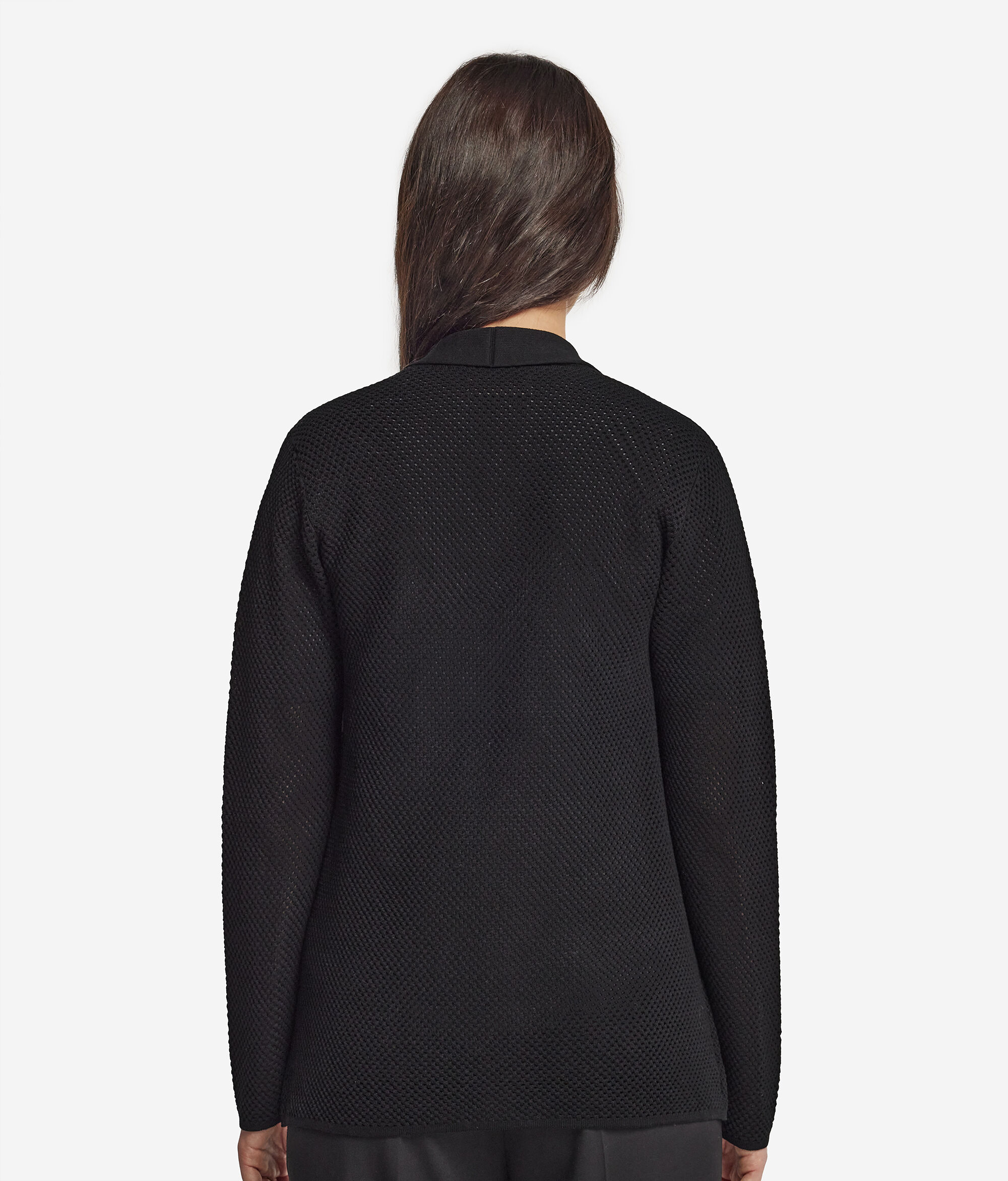 Two-Tone Crochet-Knit Jacket