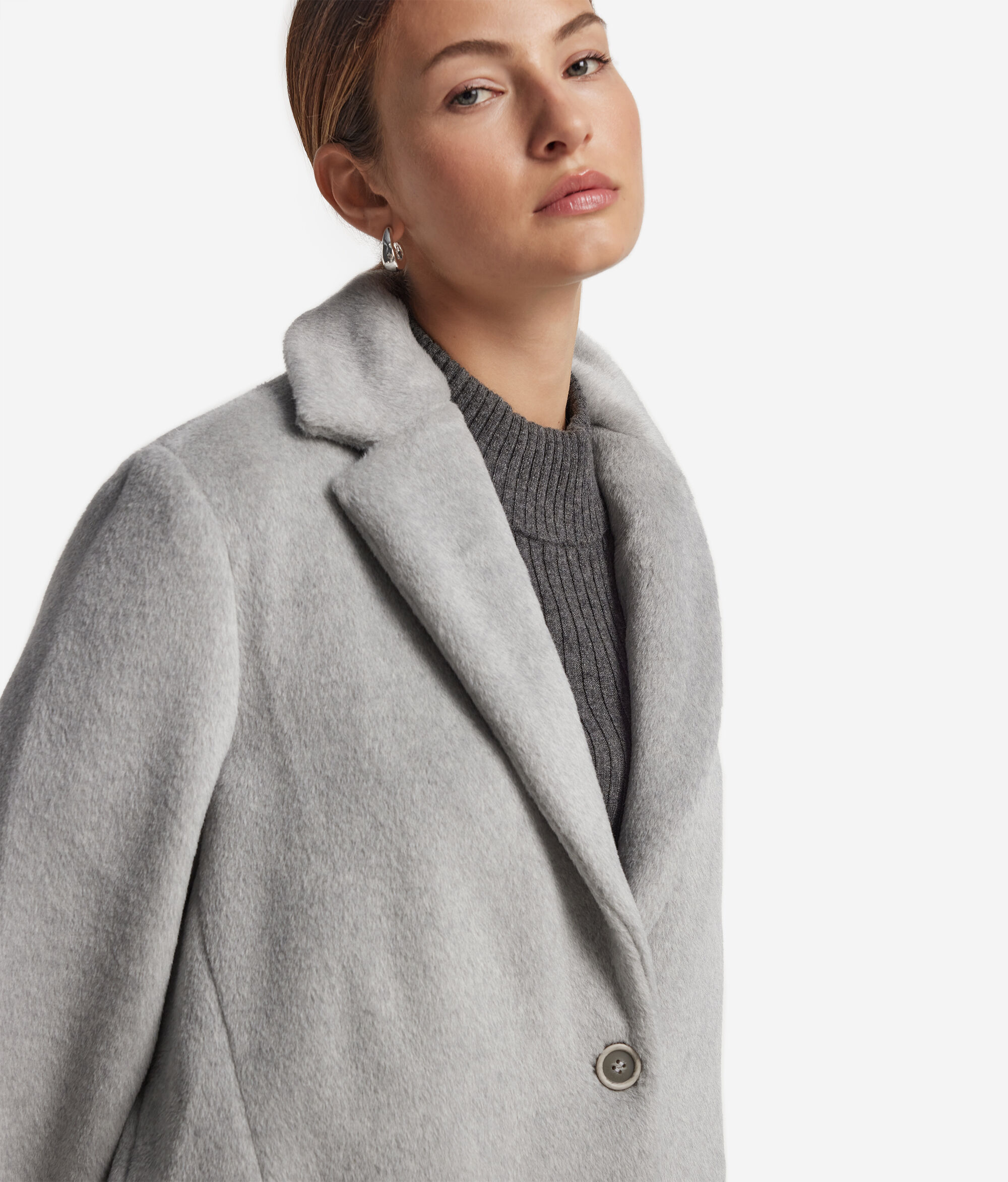 Teddy-effect alpaca wool coat