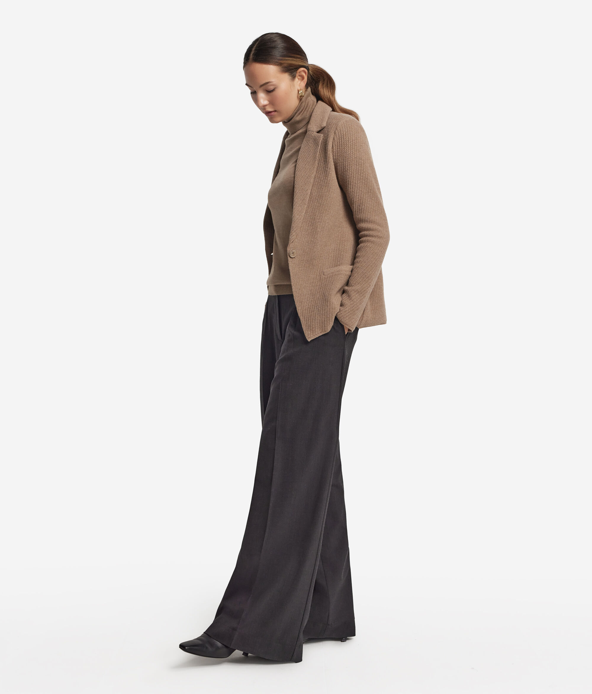 Veste à revers en laine et cachemire