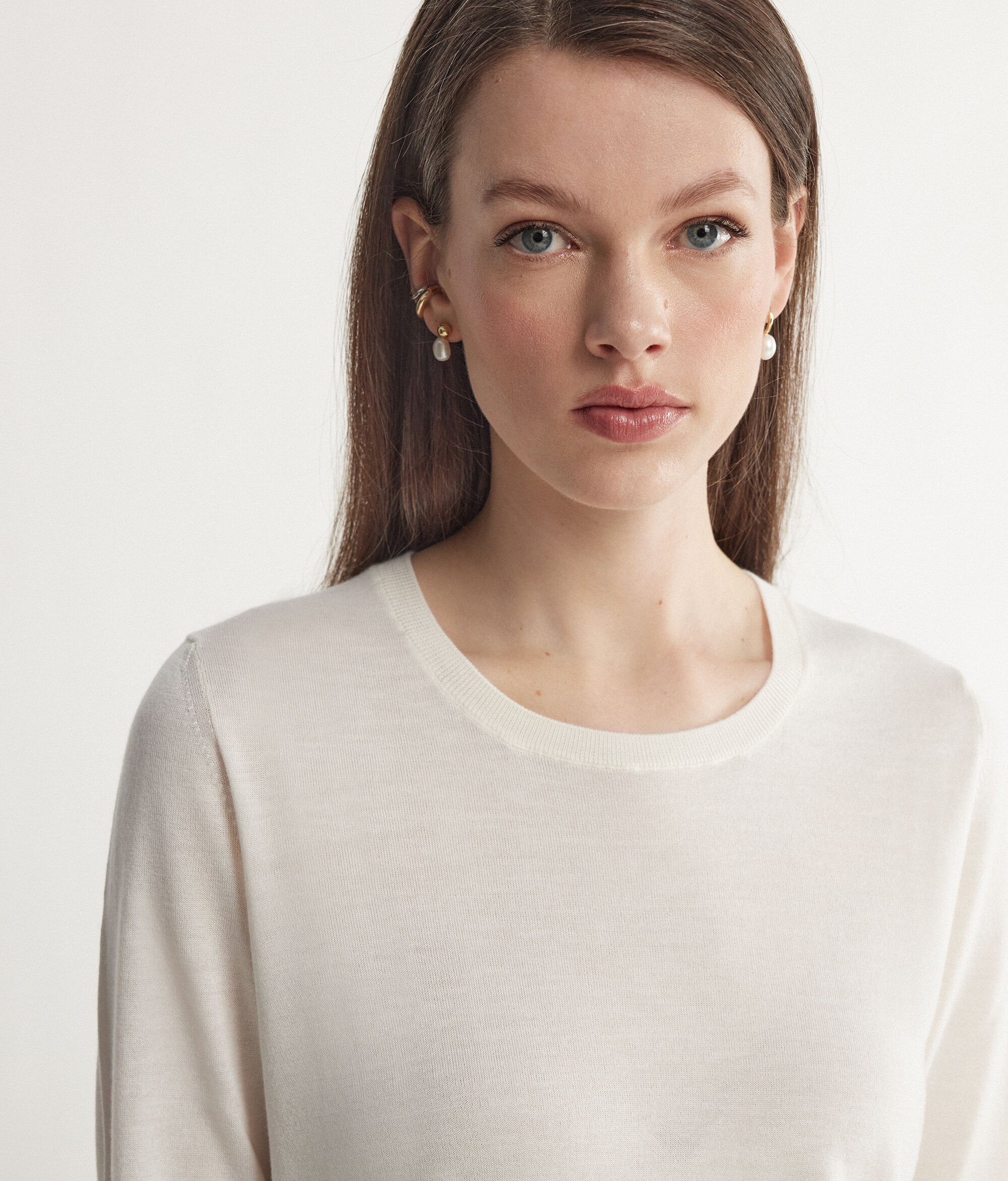 Pull femme à col rond en cachemire ultra-fin
