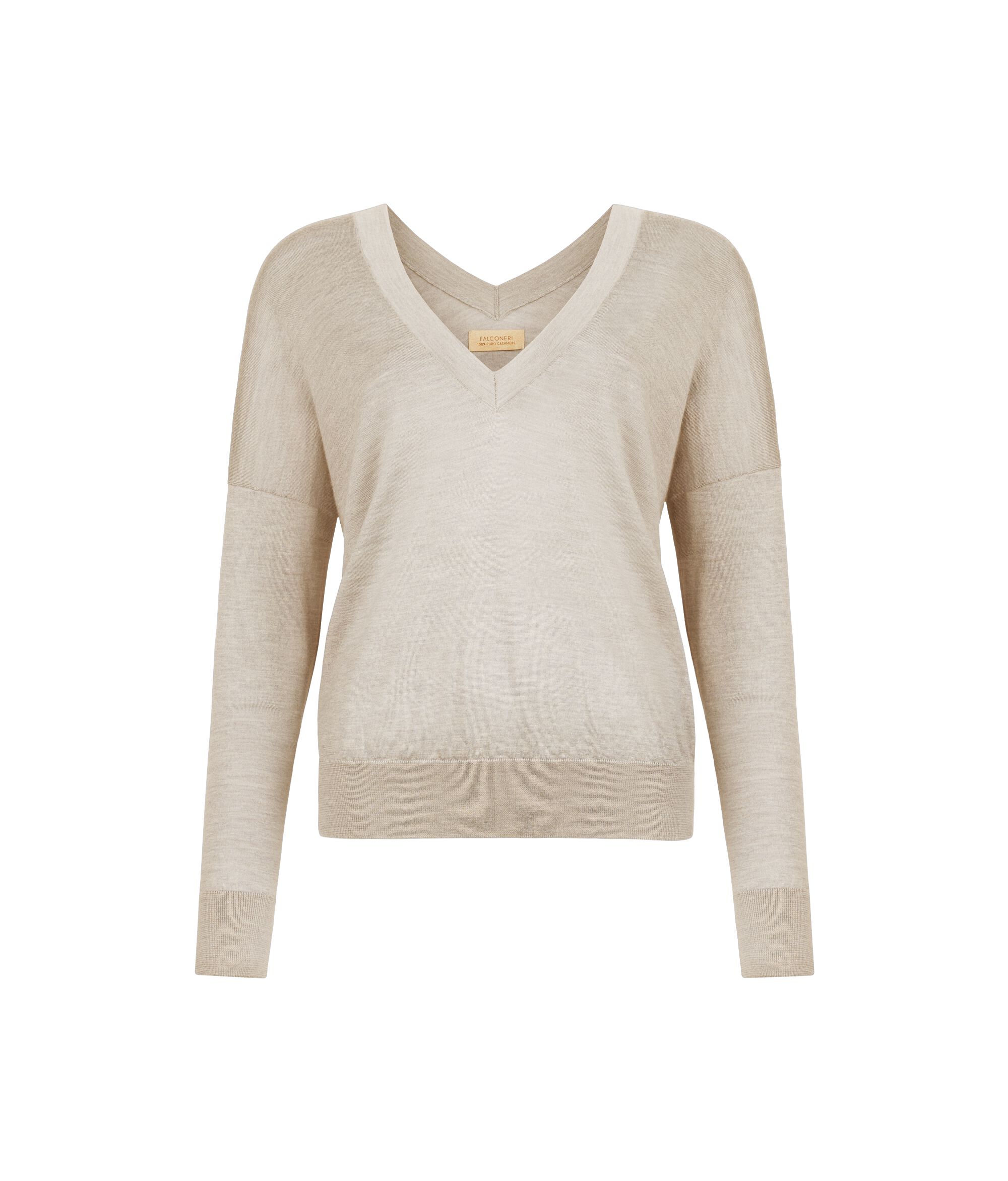 Pull à double col V en cachemire ultra-fin Colore Pierre