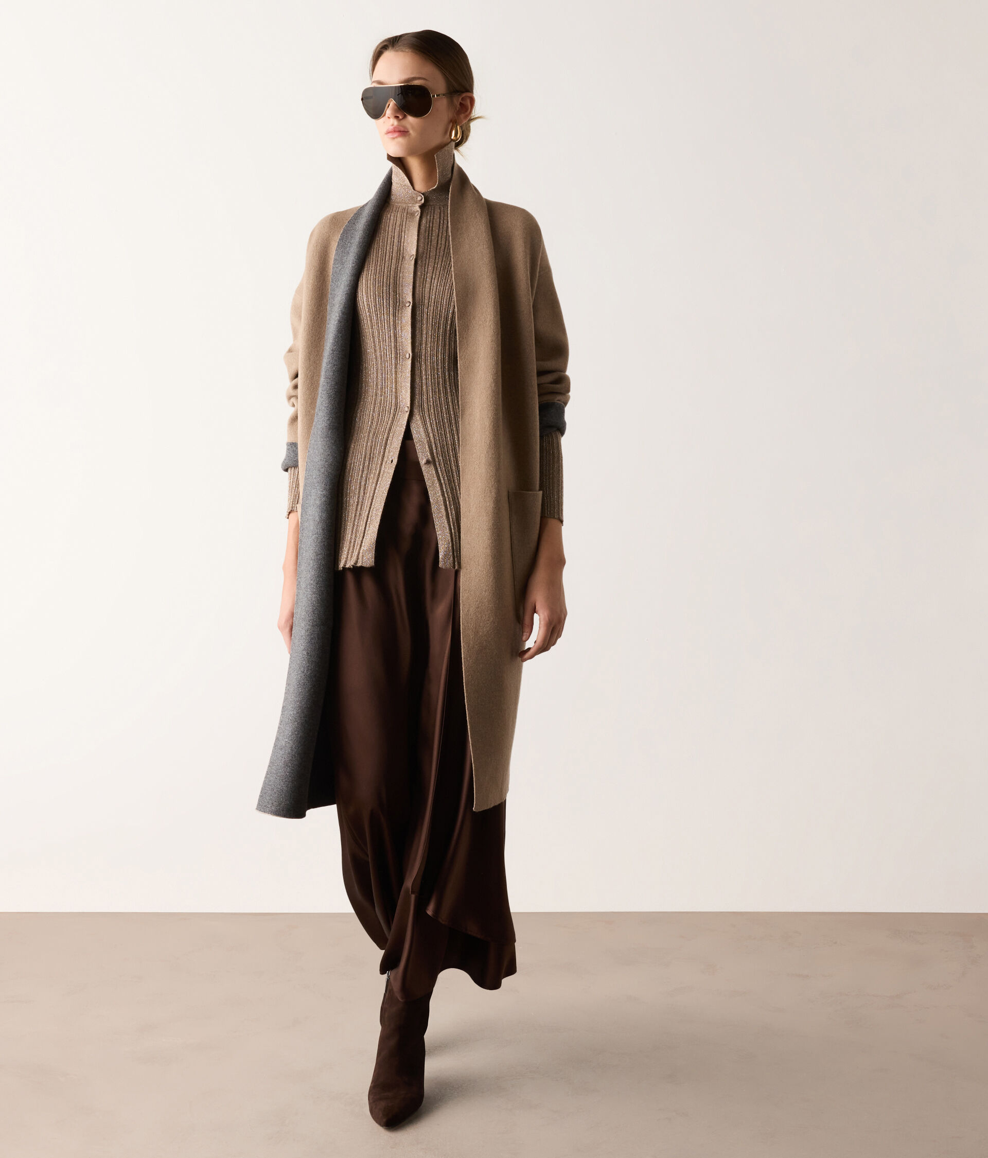 Ribbed shirt in lamé cashmere