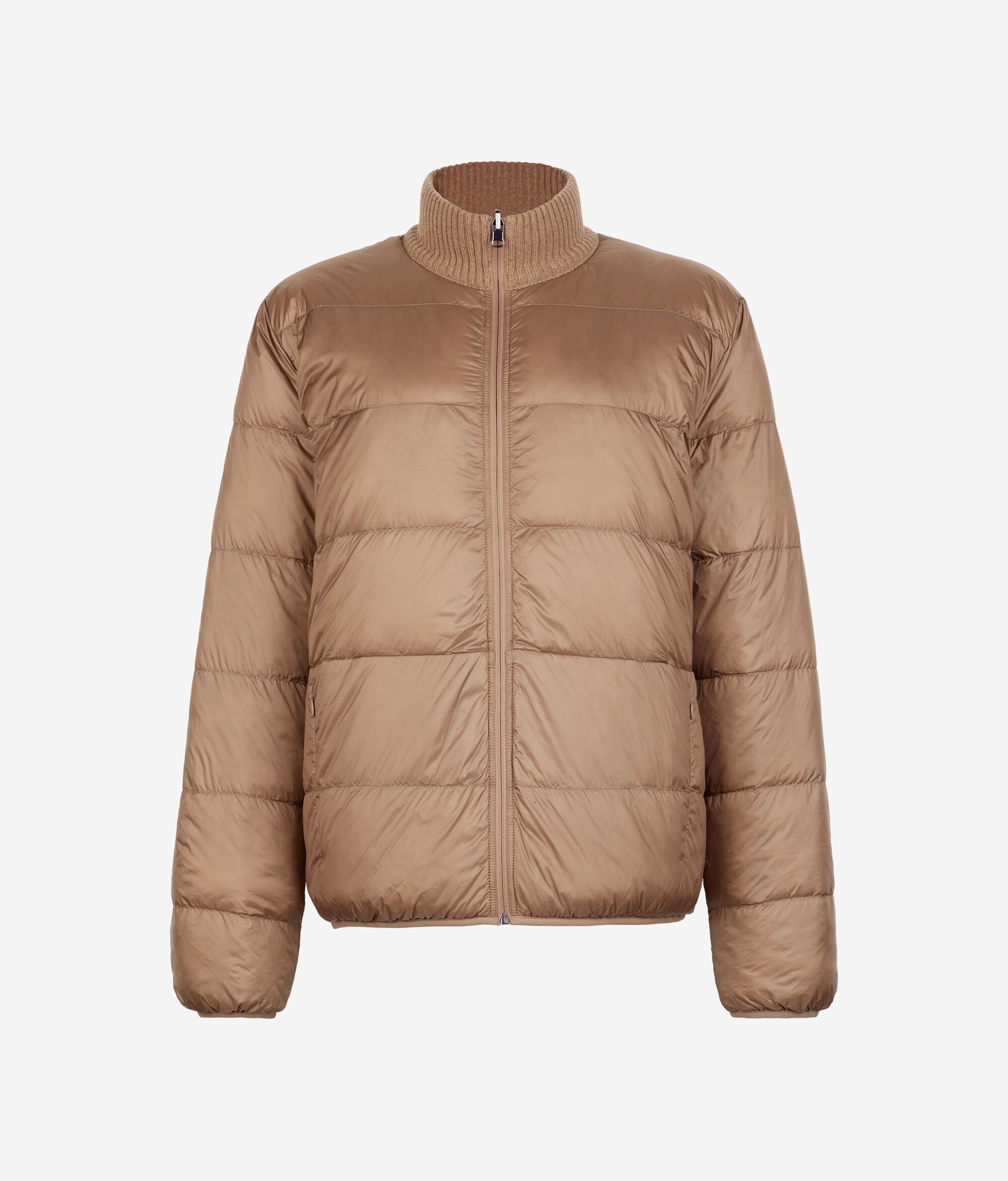 Двусторонний пуховик из кашемира с косами