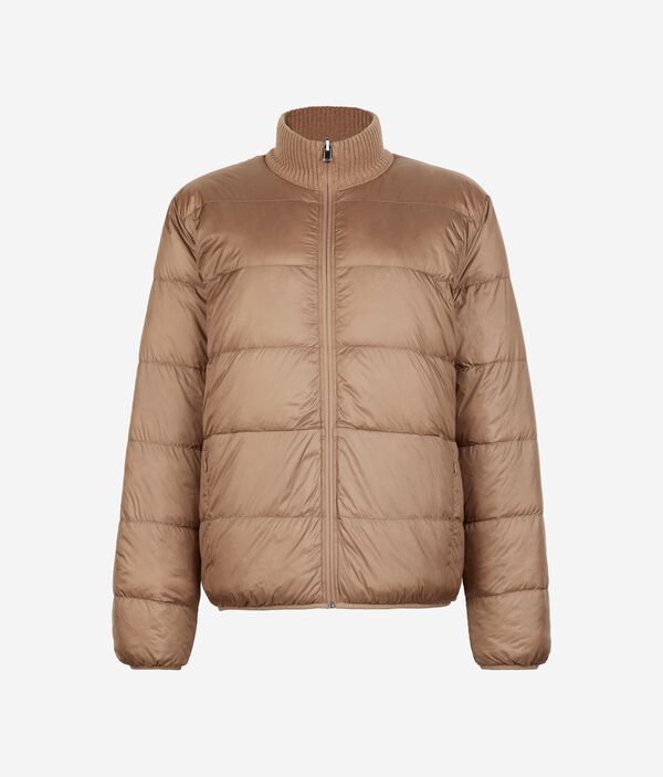 Двусторонний пуховик из кашемира с косами