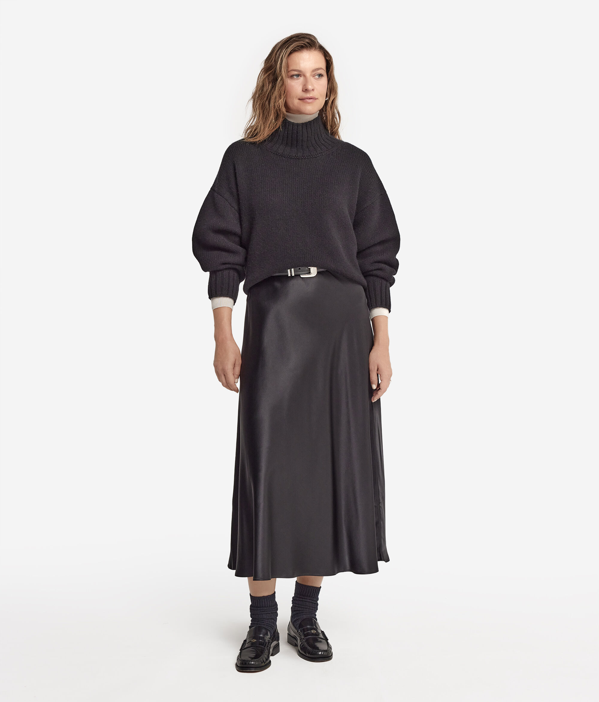 Pull à col cheminée en tricot de cachemire