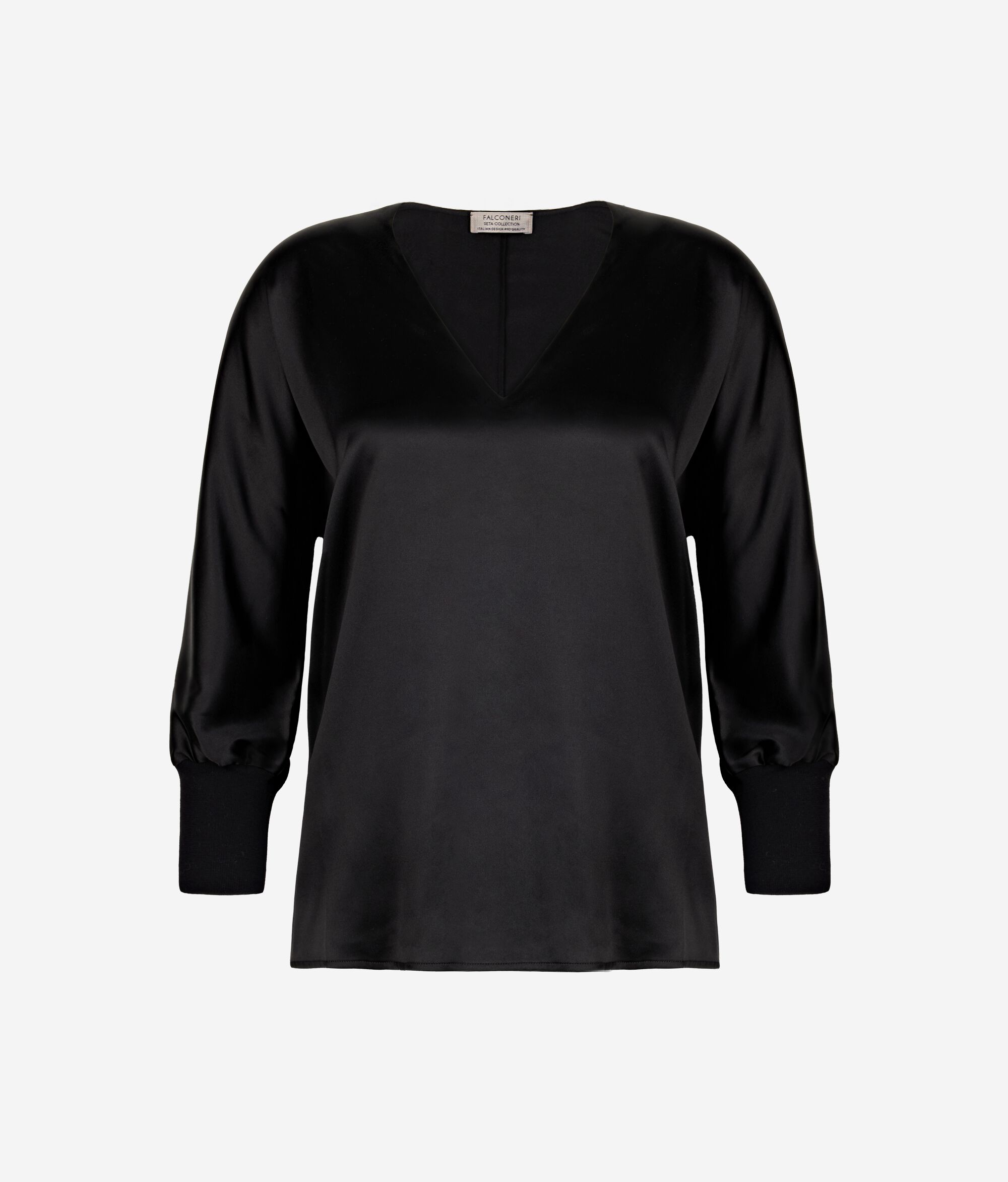 Seidenbluse mit V-Ausschnitt