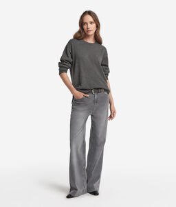 Girocollo con spacchi in Cashmere Ultrasoft - GREY