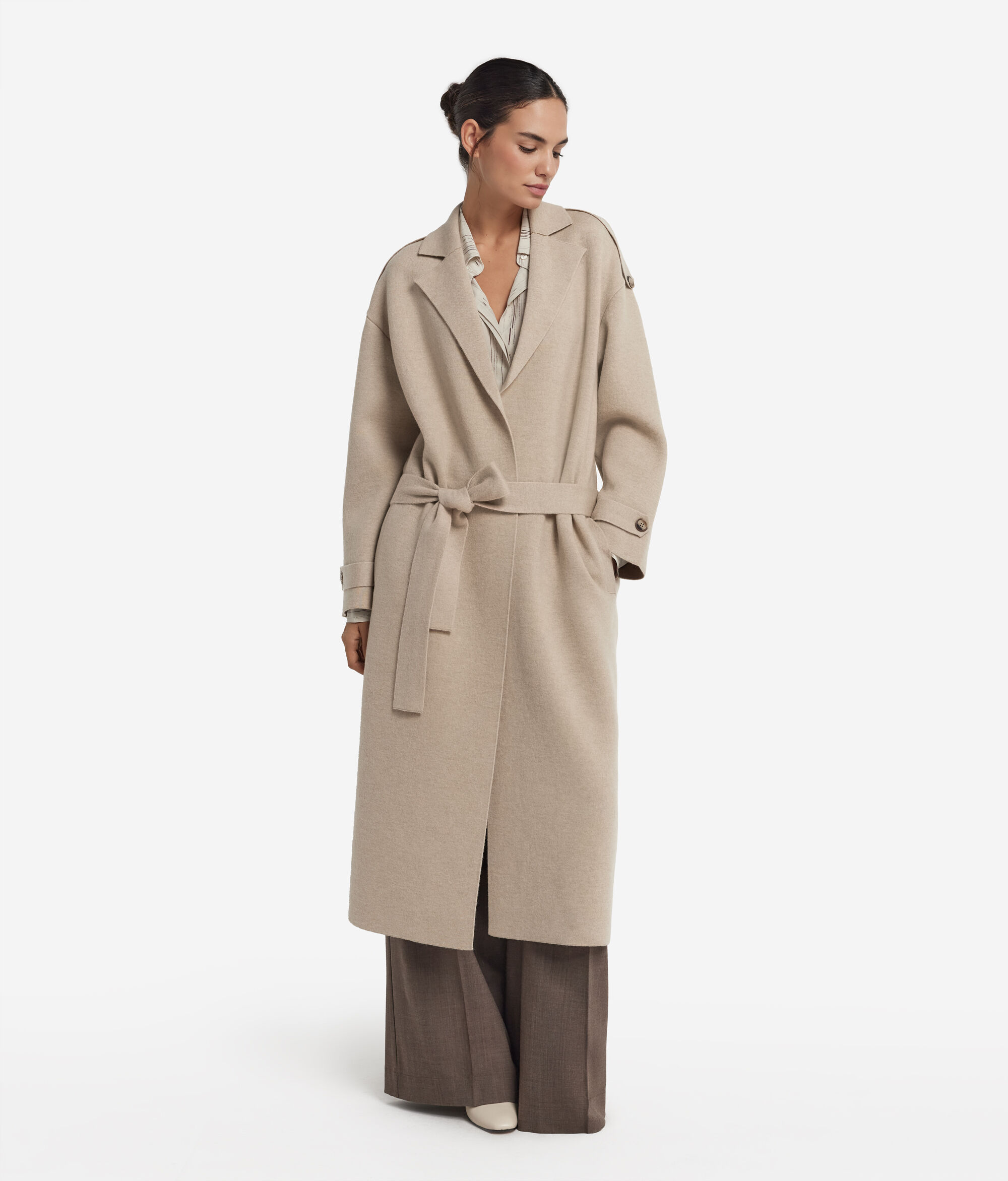 Cappotto lungo con cintura in Cashmere Ultrasoft