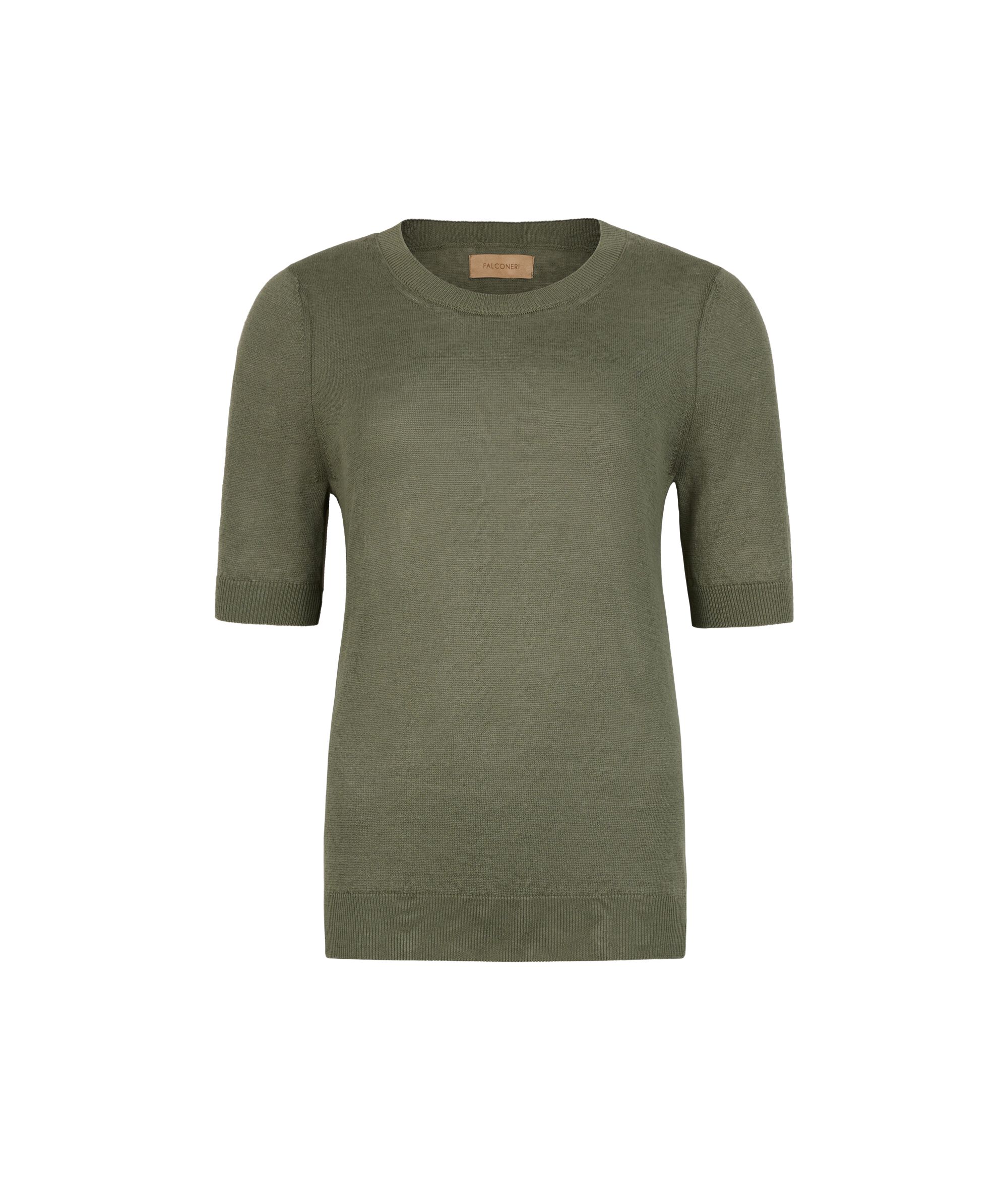 Cotton-Linen Crew Neck T-Shirt