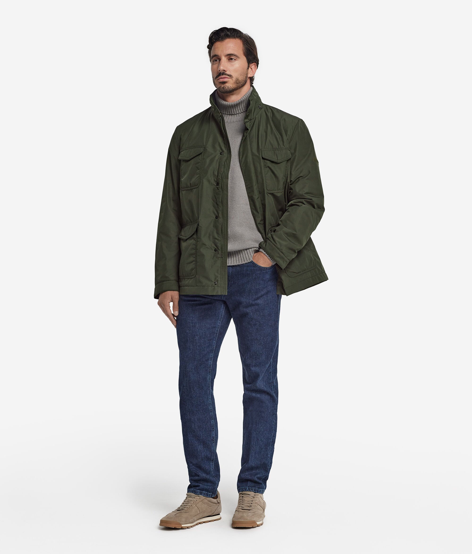 Safarijacke aus Funktionsgewebe mit Kaschmirfutter