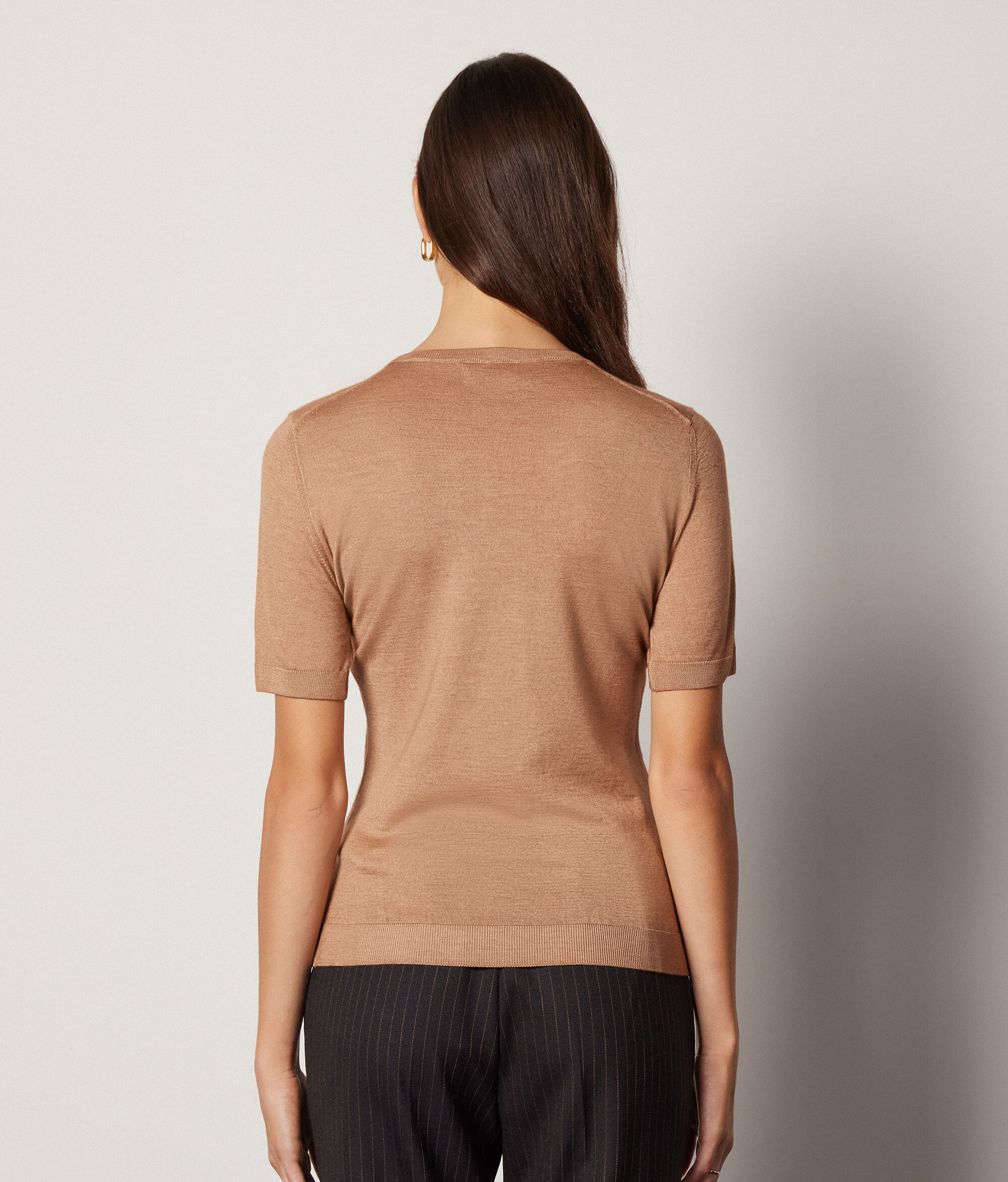 Maglia Girocollo Maniche Corte in Cashmere Ultrafine