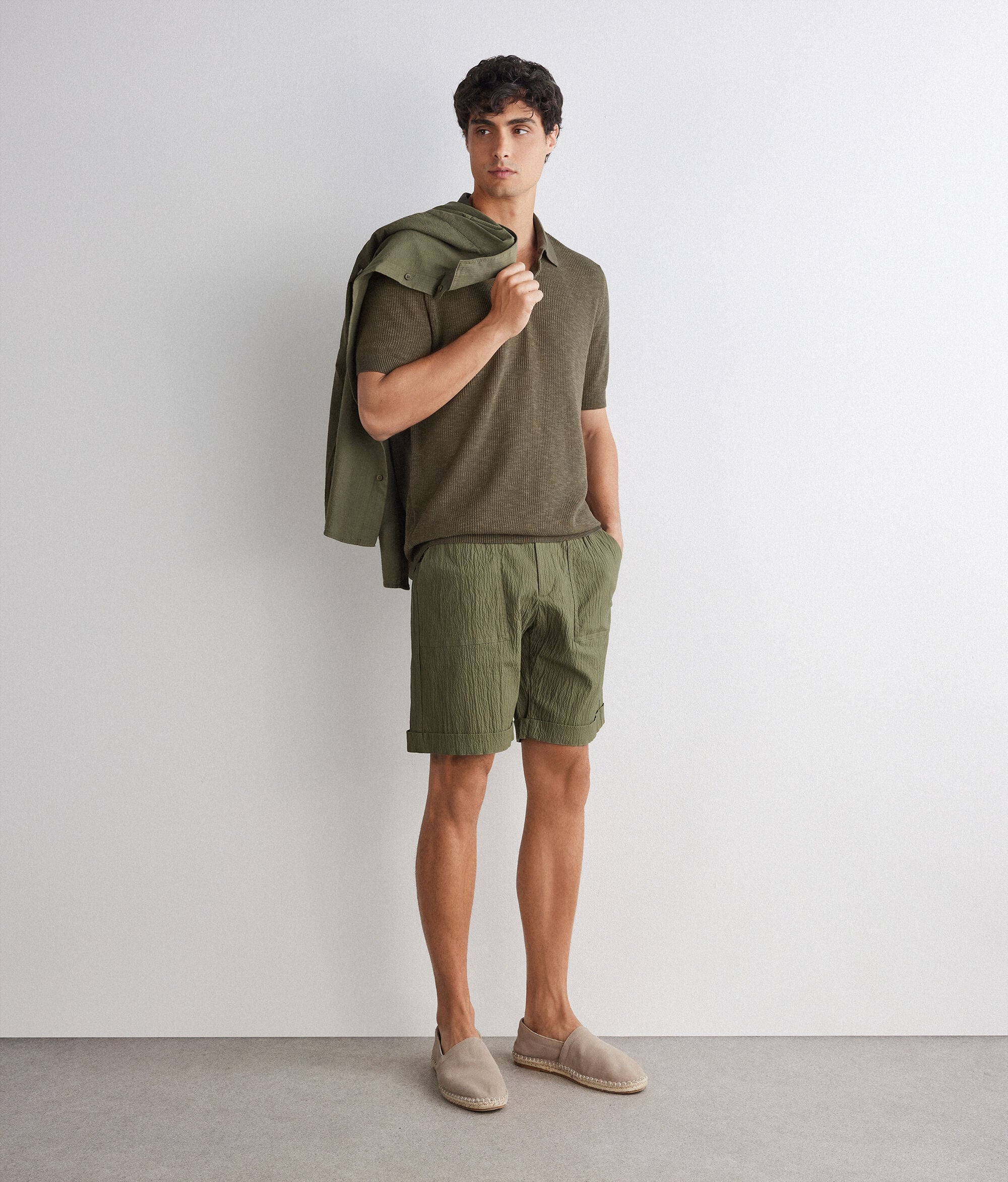 Poloshirt aus Baumwolle mit Waffelmuster
