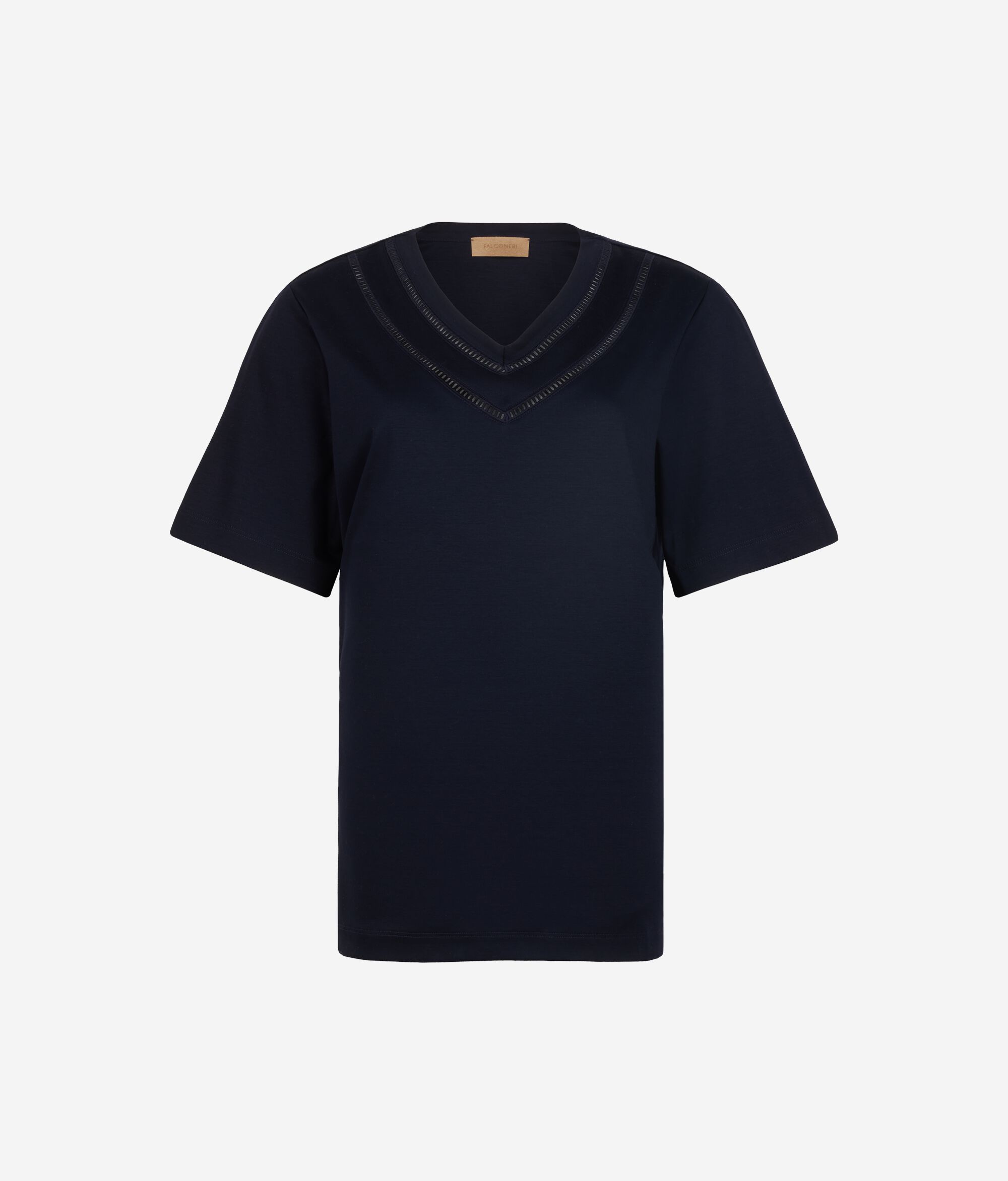 Cotton T-shirt with Macramé Inserts