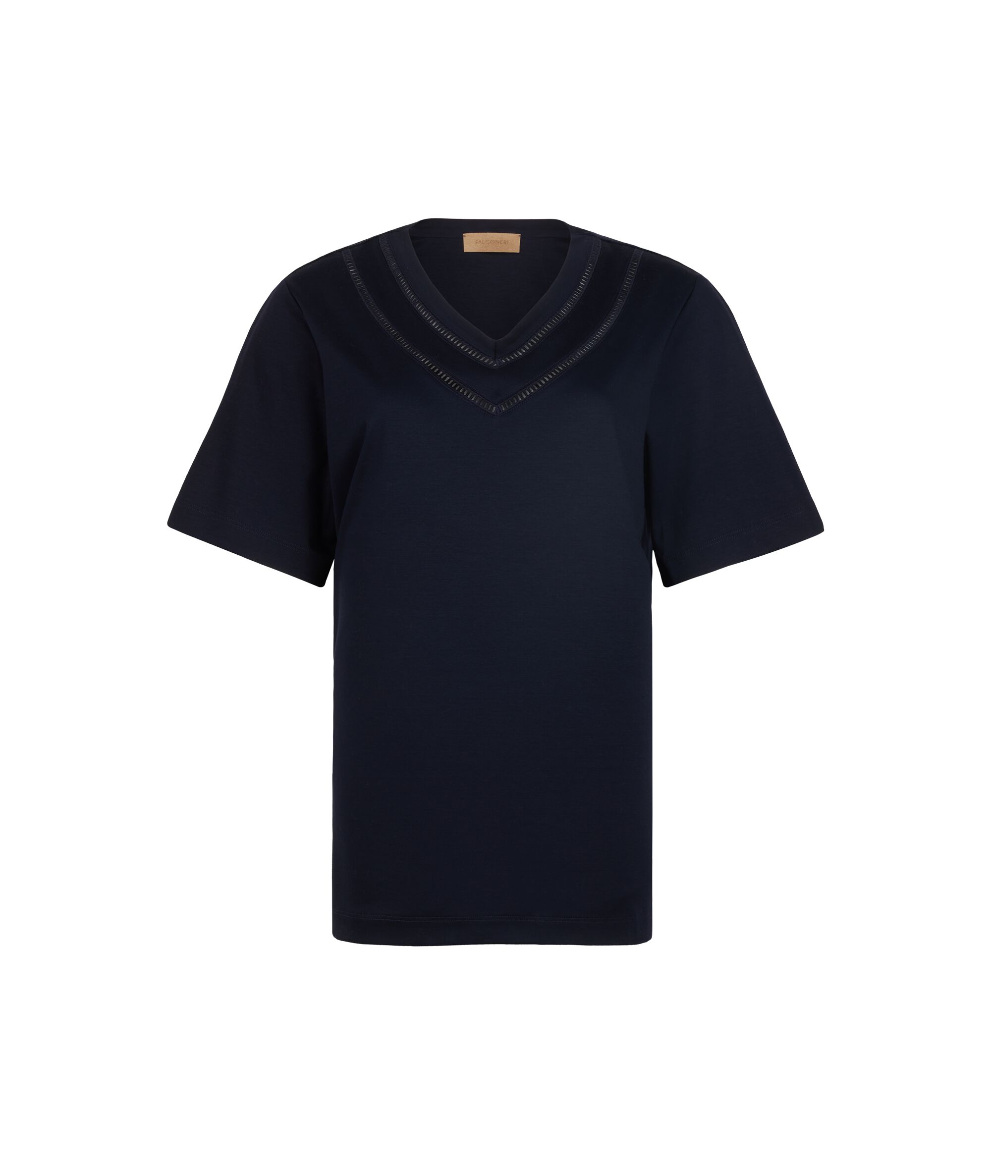 Cotton T-Shirt with Macramé Inserts