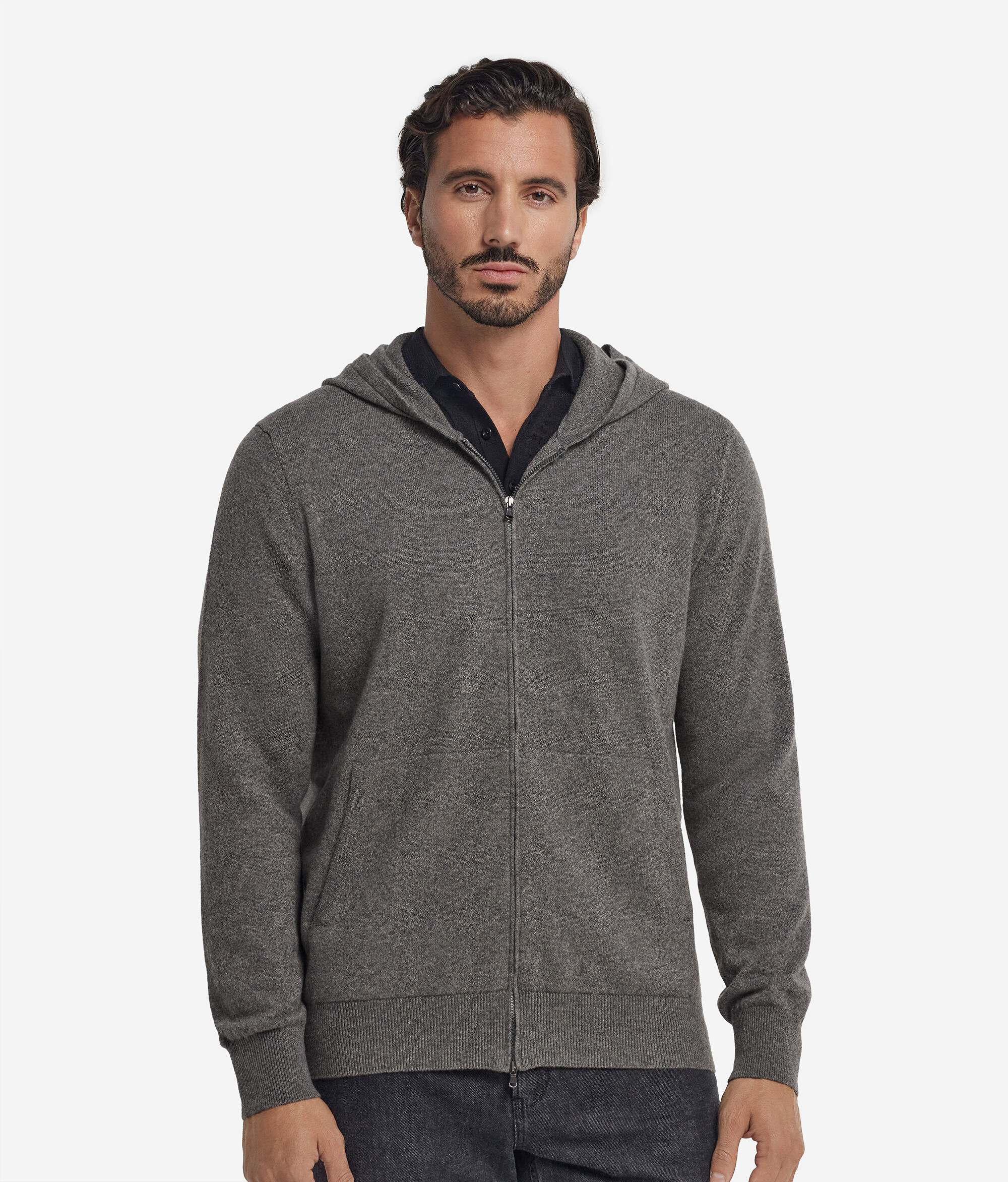 Felpa con zip in Cashmere Ultrasoft