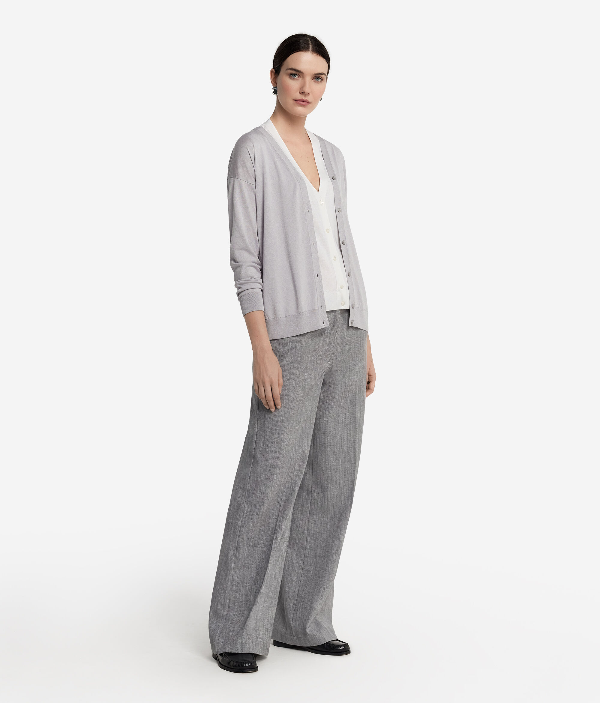 Cardigan a Maniche Lunghe in Seta Cotone