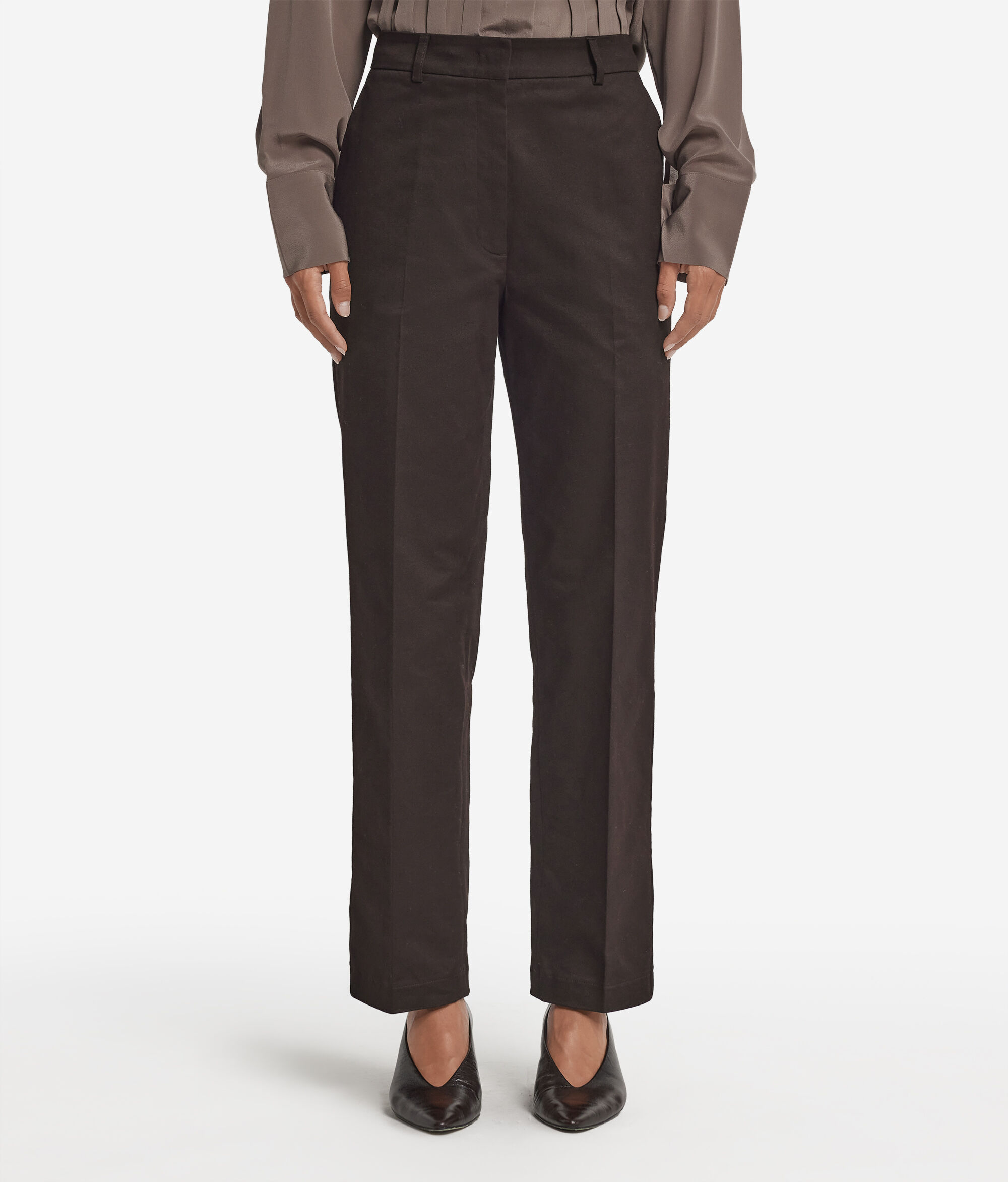 Pantalon cigarette en coton et cachemire