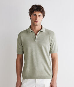 Polo in lino cotone - GREEN - UMM0077_color_9794