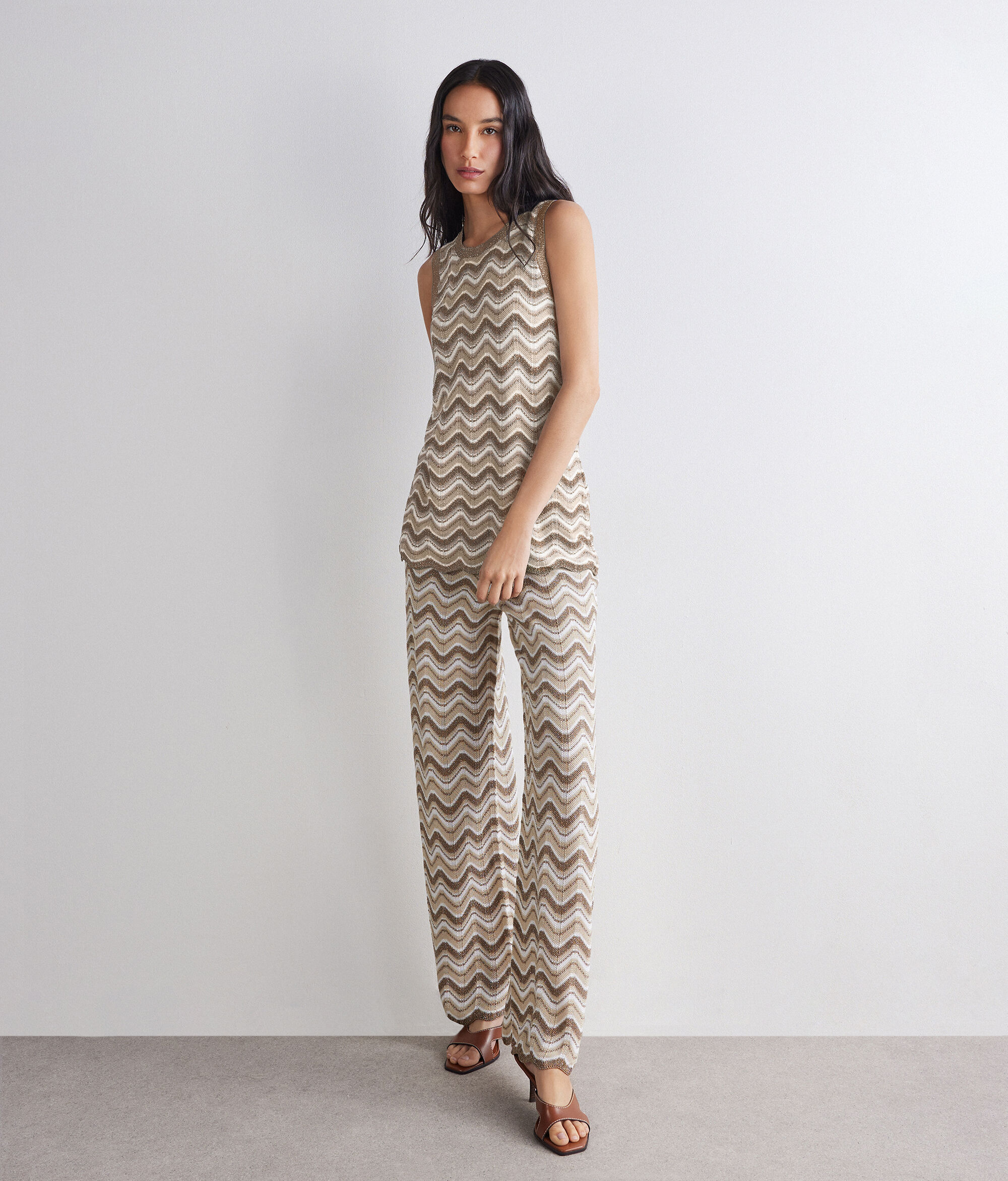 Pantalon à chevrons avec lamé