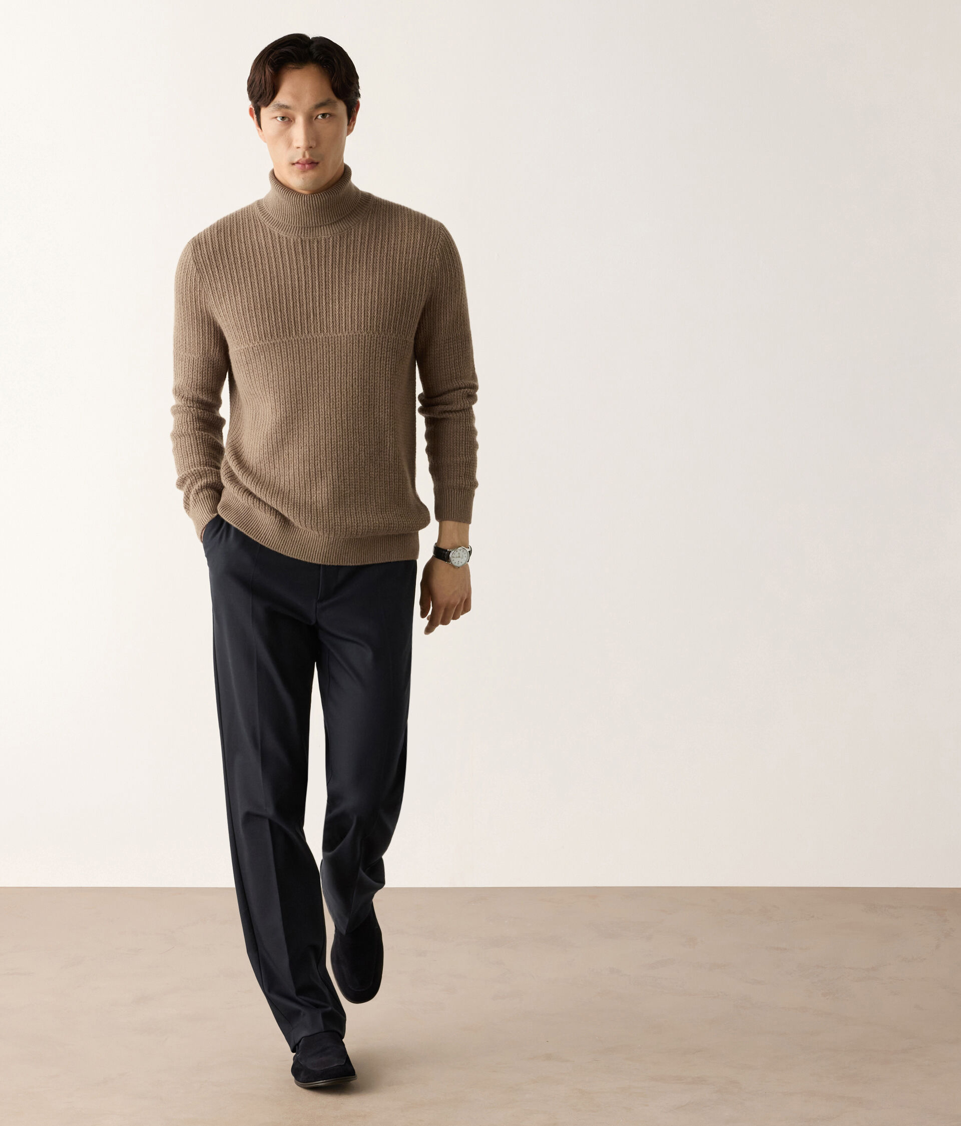 Ultrasoft Cashmere turtleneck with frisée rib knit