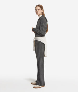 Pantalon large côtelé en cachemire