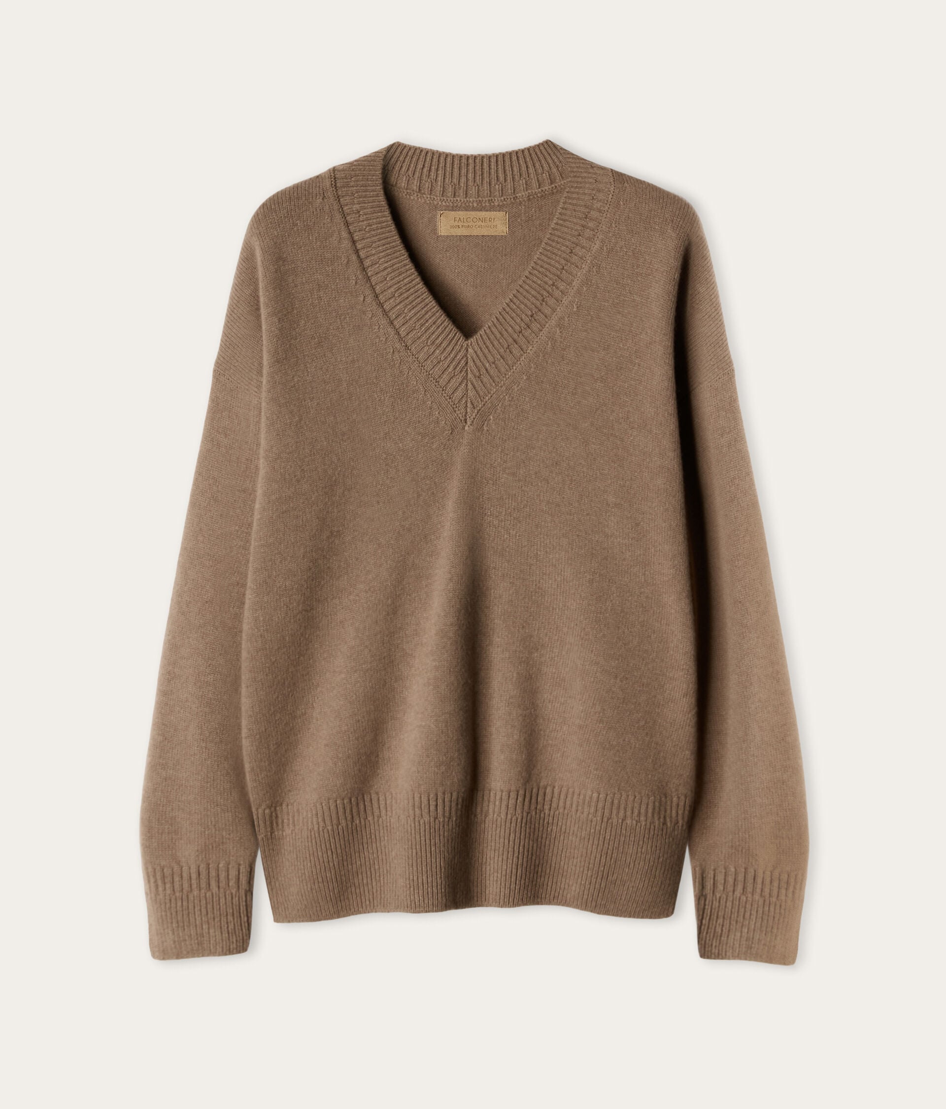 Ultrasoft Cashmere v-neck jumper with varied rib