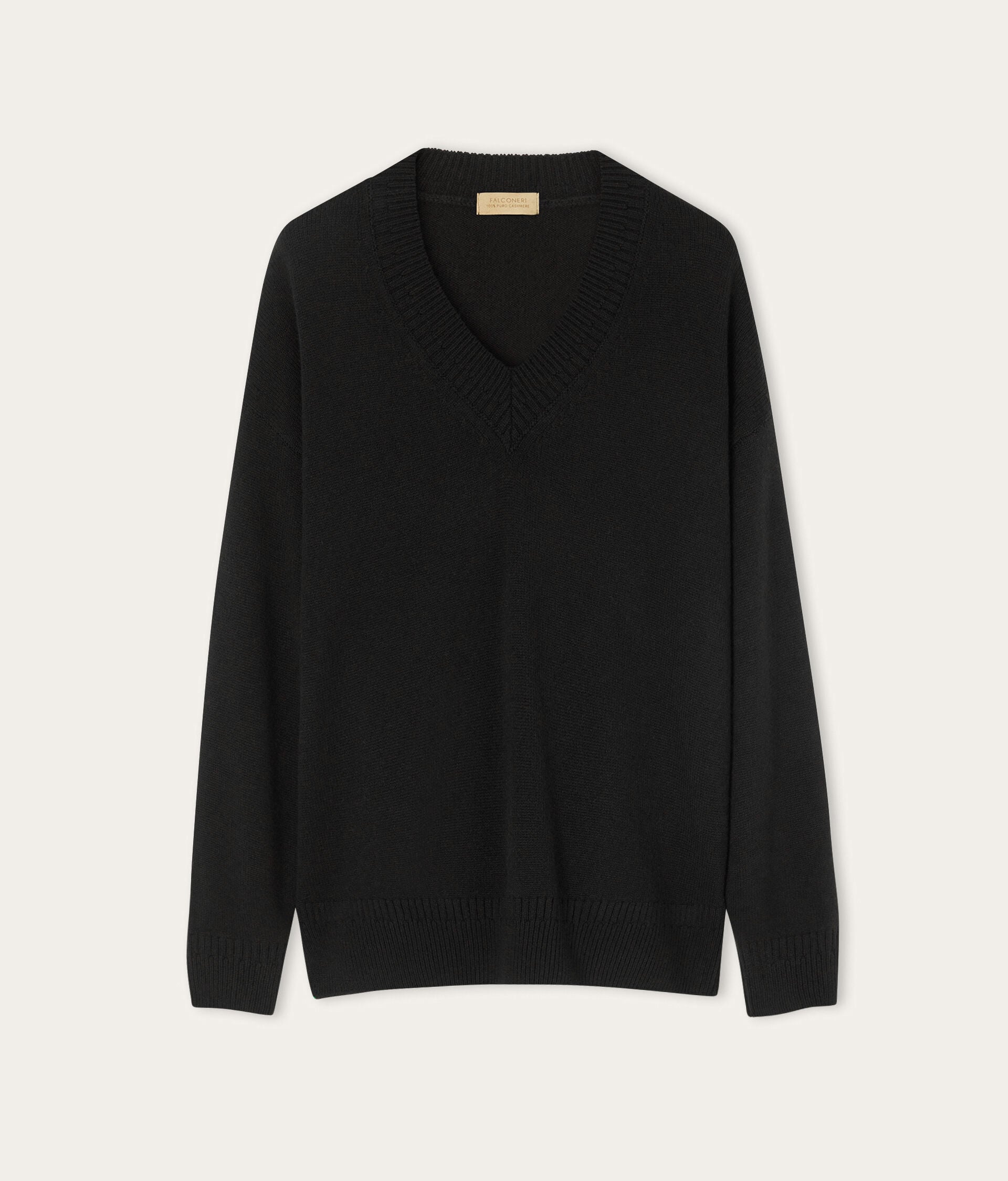 Ultrasoft Cashmere v-neck jumper with varied rib
