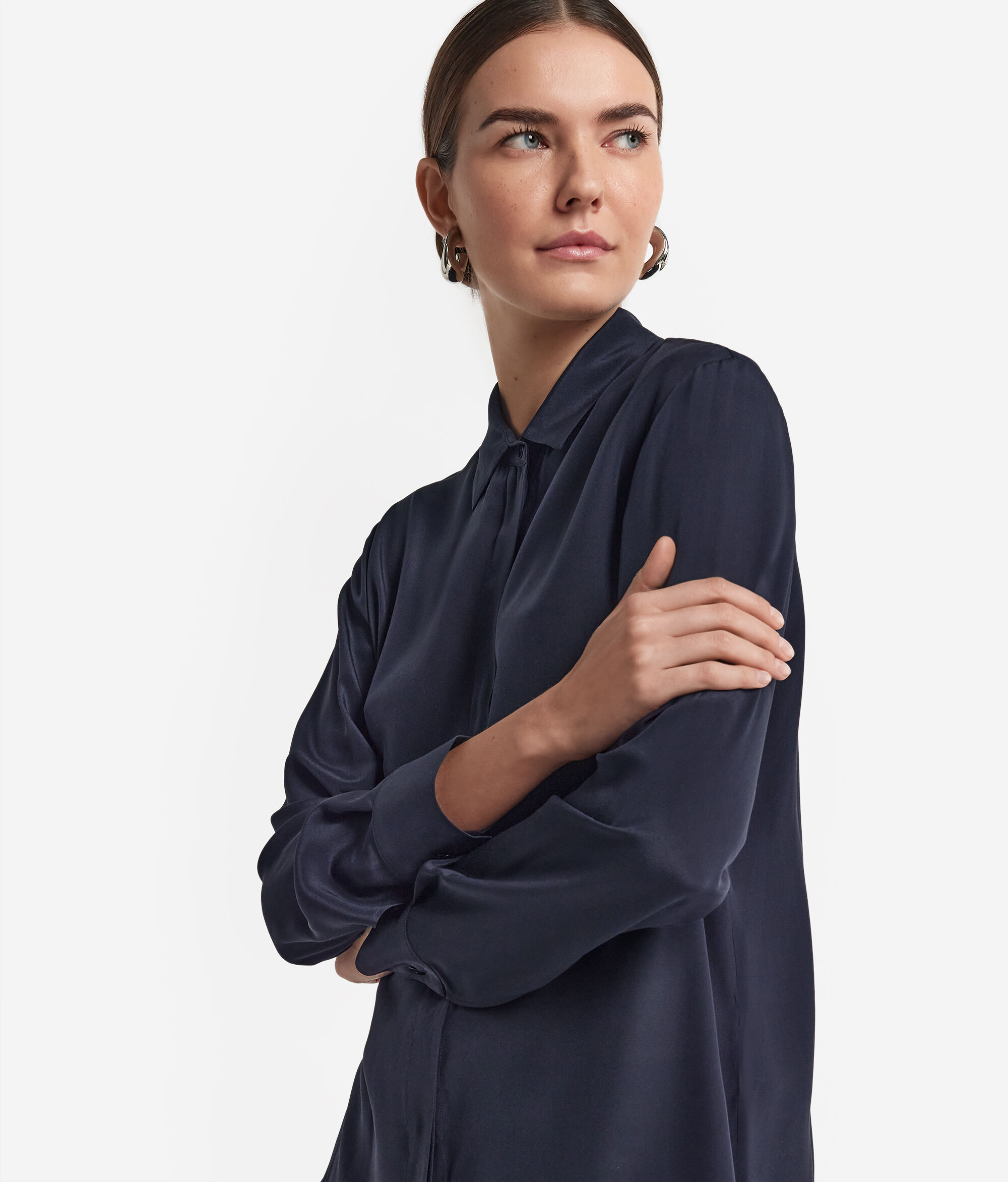 Hemdbluse mit Kragen aus Seide